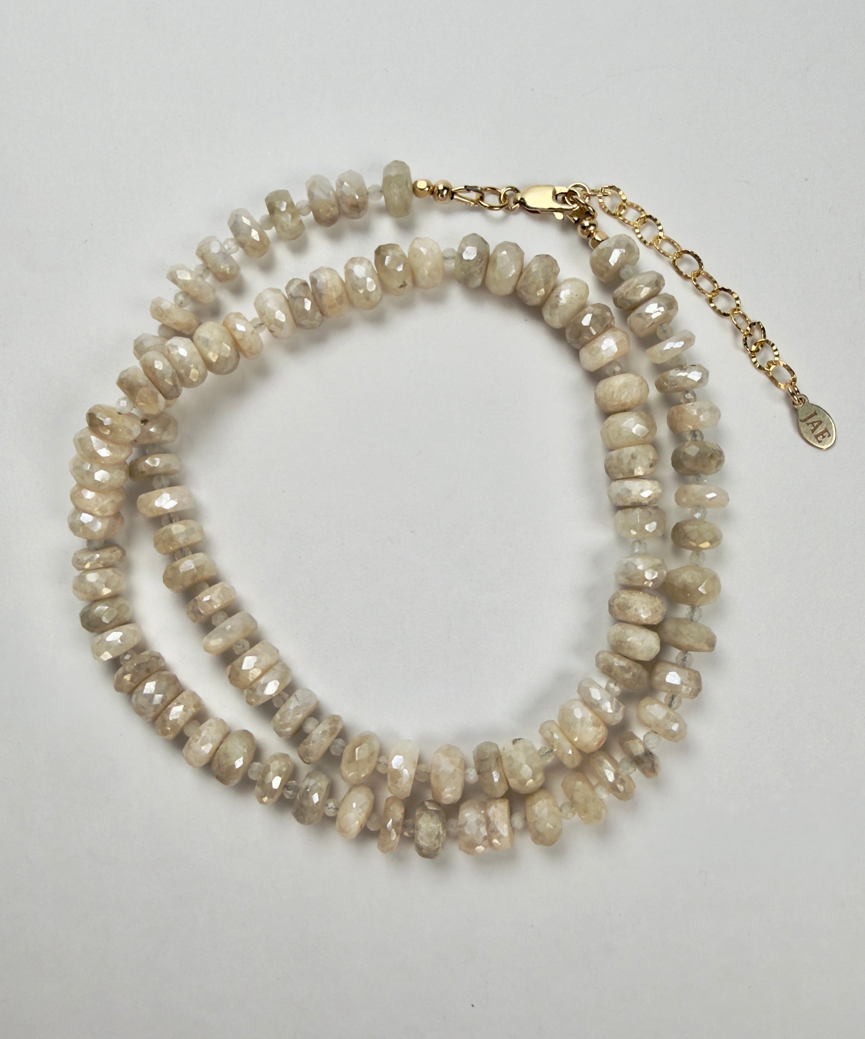 The Geraldine - Champagne Moonstone Beaded Necklace