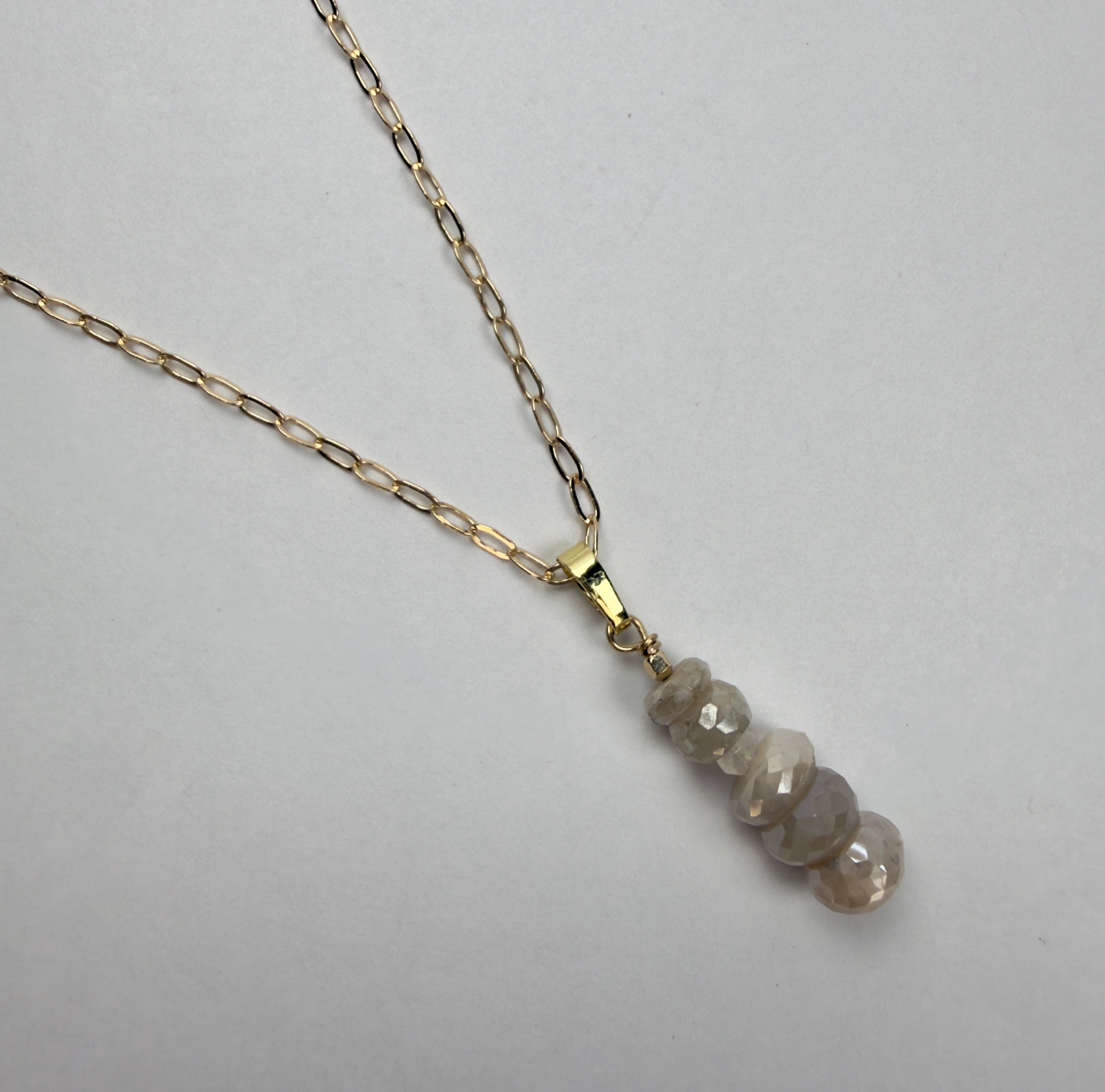 The Fidelia - Champagne Moonstone Bead Charm Necklace