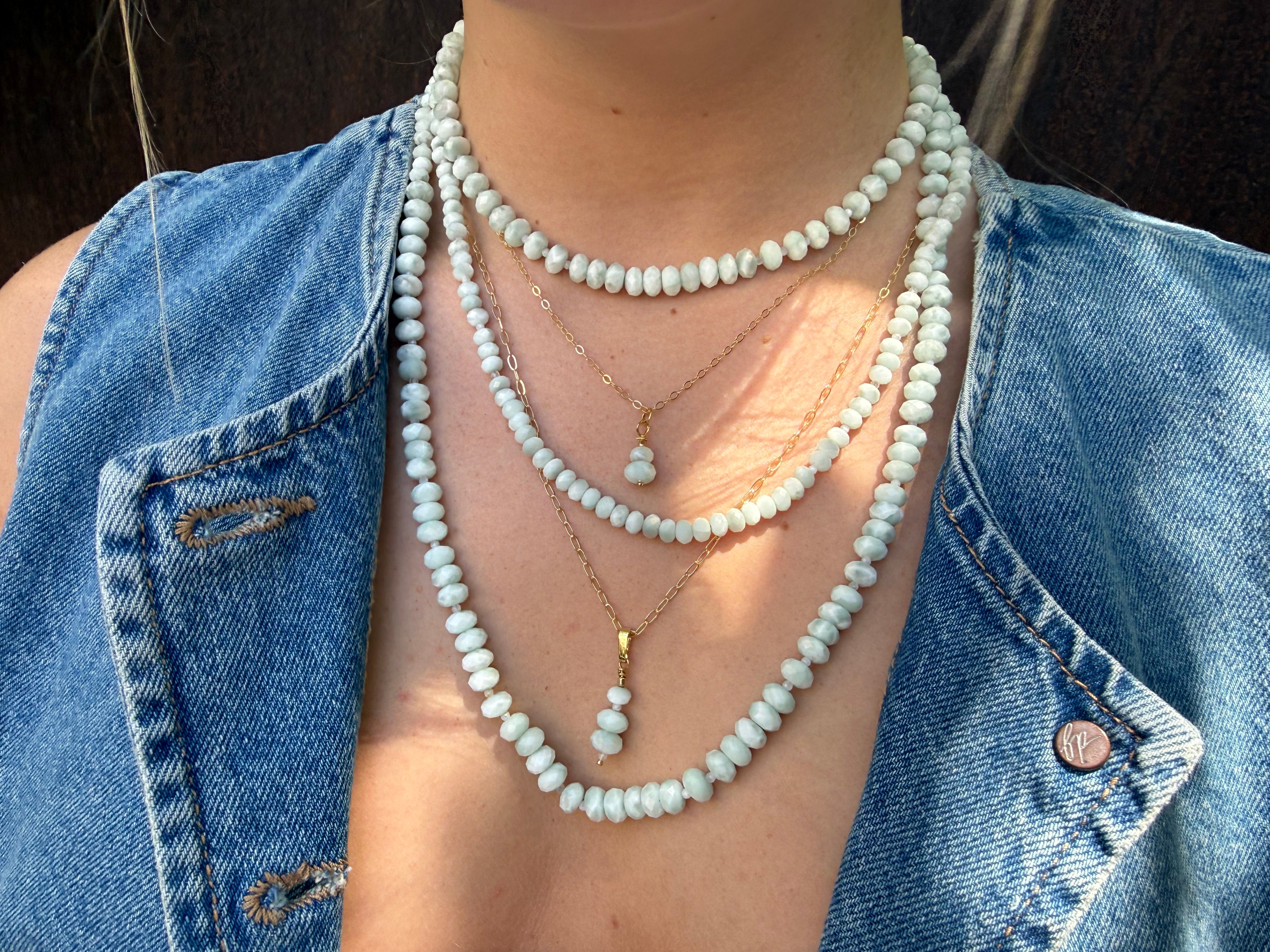 The Marina - Mint Moonstone Beaded Necklace
