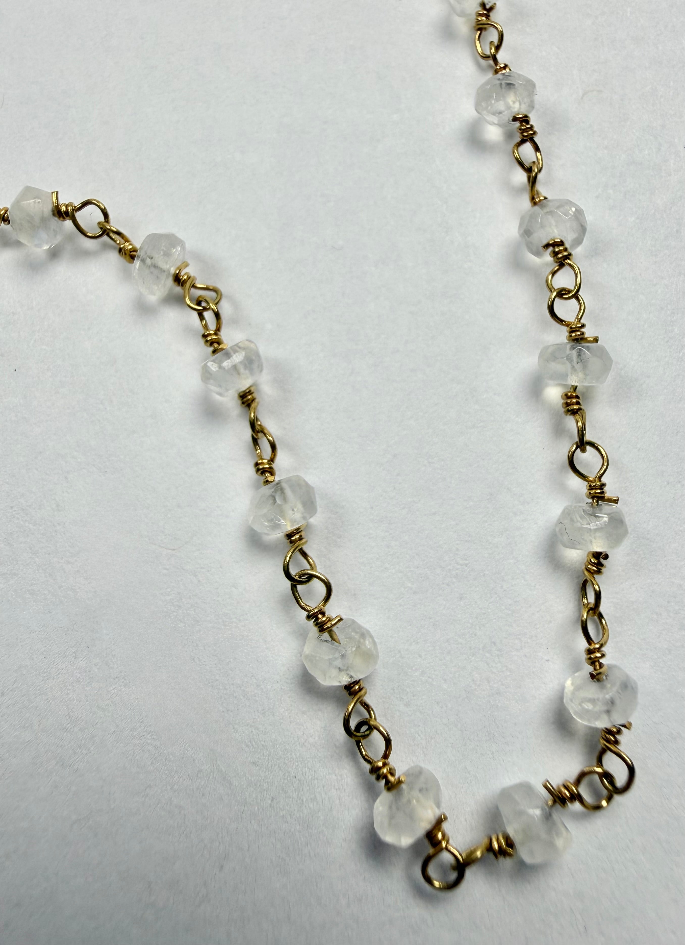 The Connie - Rainbow Moonstone Beaded Chain Necklace