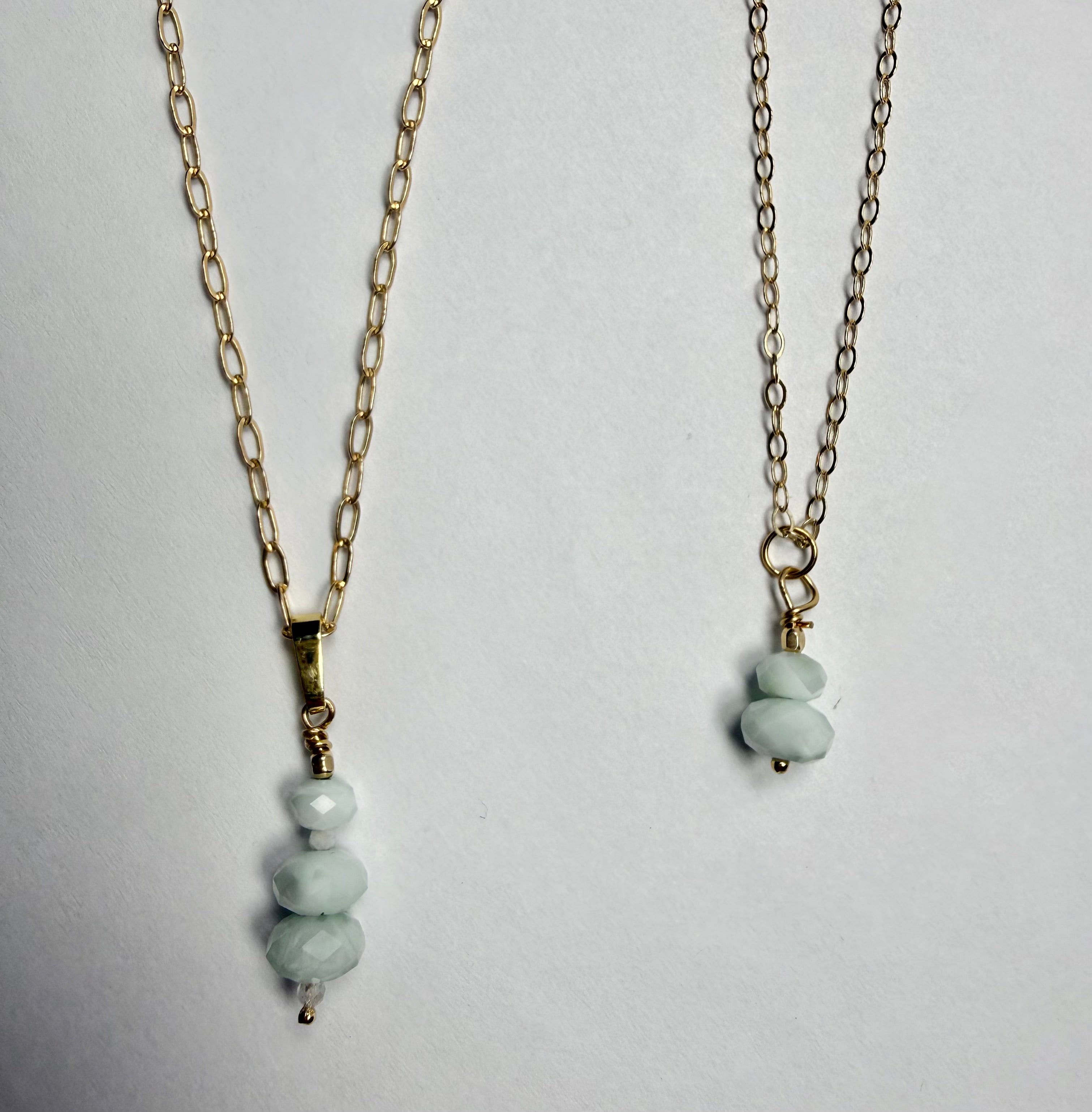 The Maude - Gold and Stacked Moonstone Charm Necklace