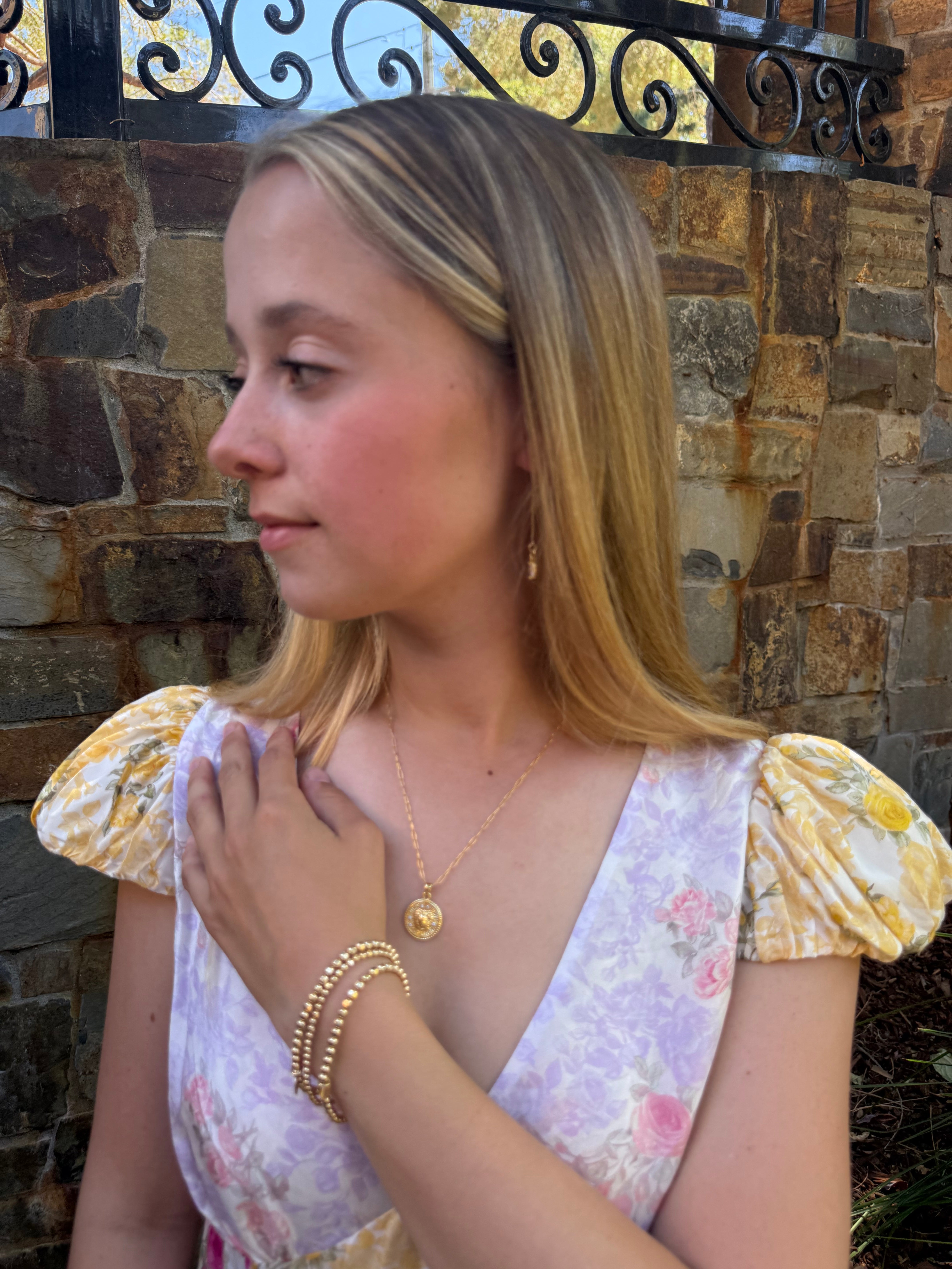"The Bratt" Gold Faceted 3mm Beaded Bracelet - 5 Sizes Available