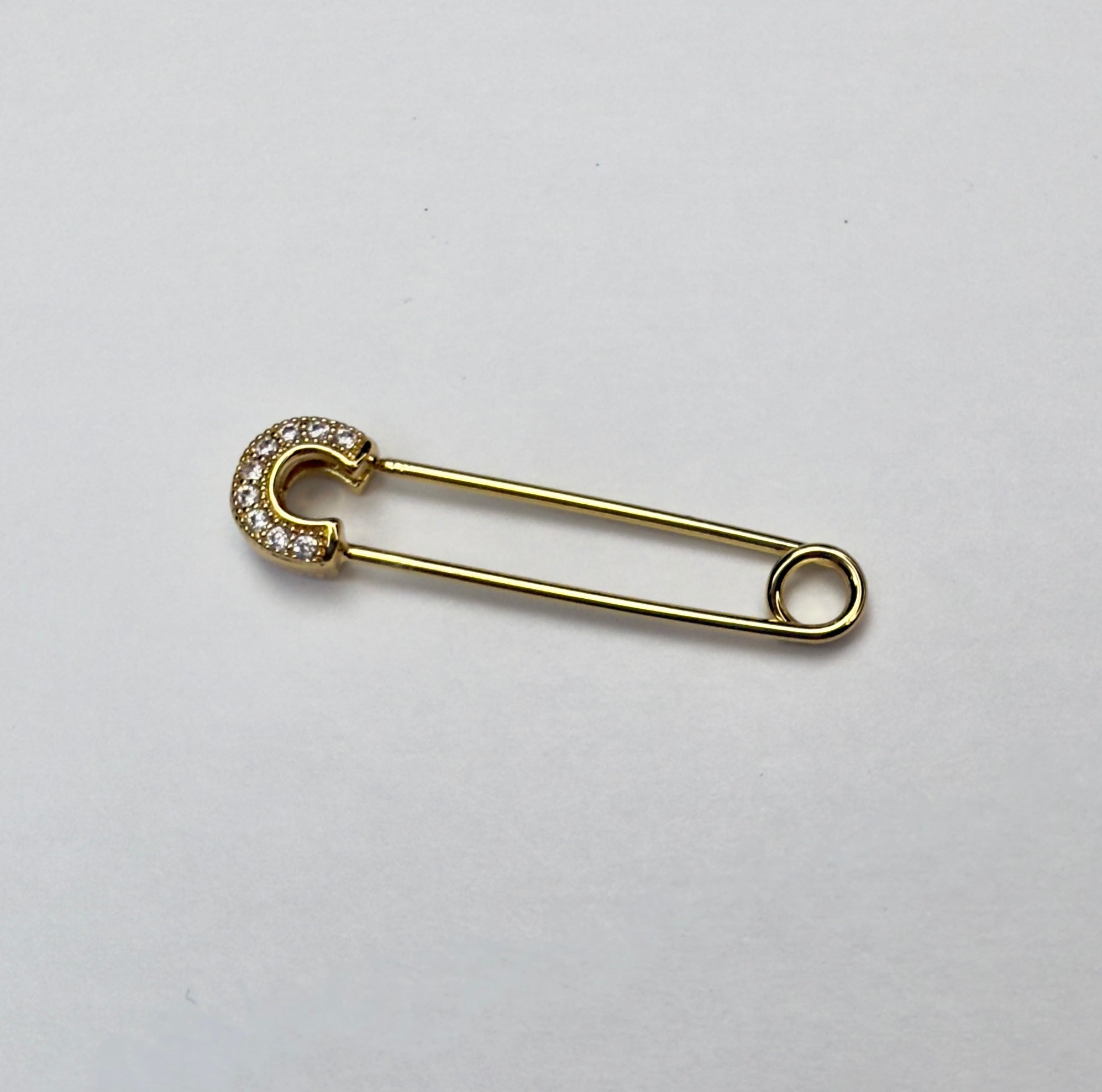 Safety Pin Brooch with Cubic Zirconia Accents