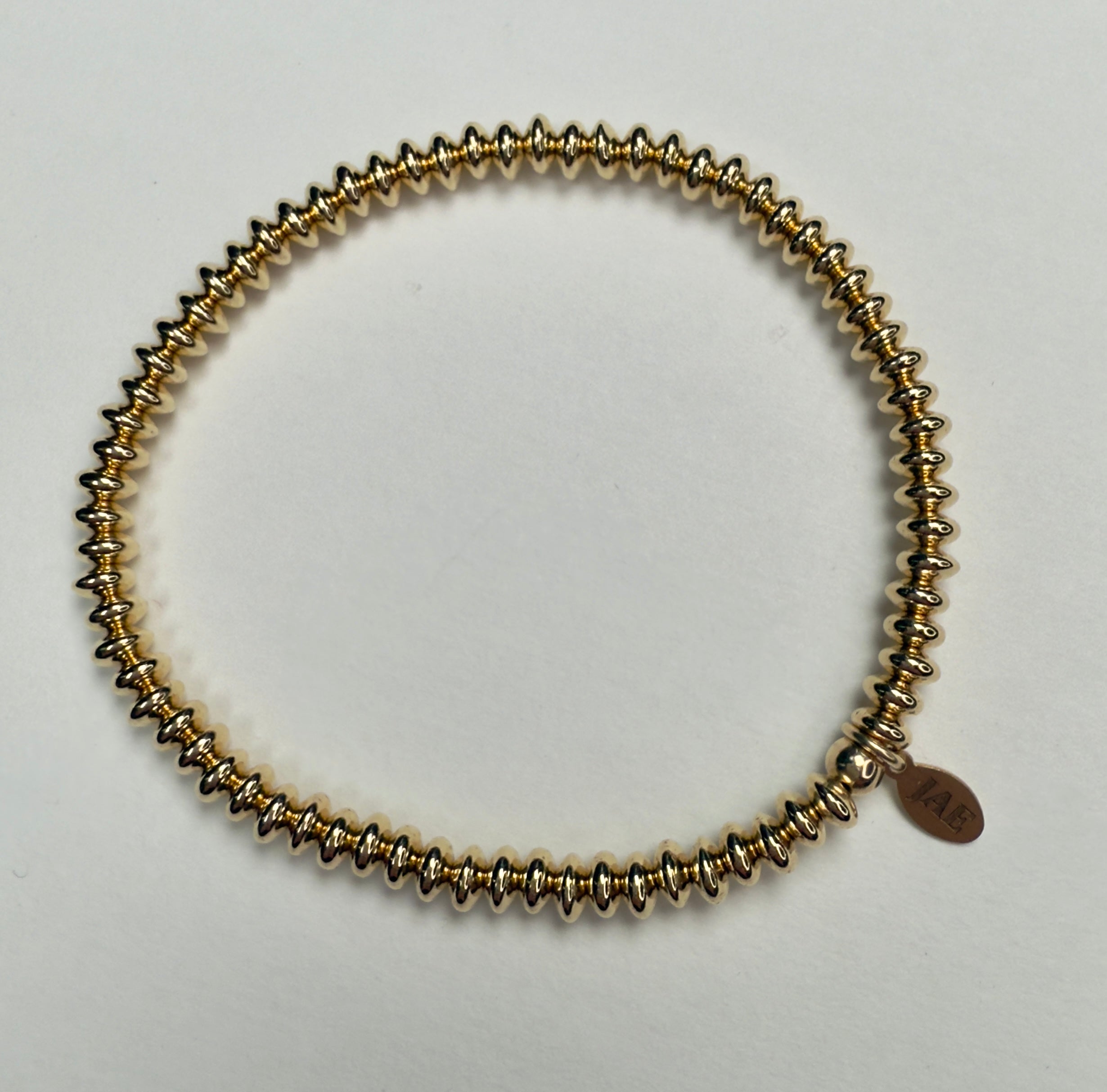 "The Edwards" Gold Saucer 2.5mm x 4.5mm Beaded Bracelet - 5 Sizes Available