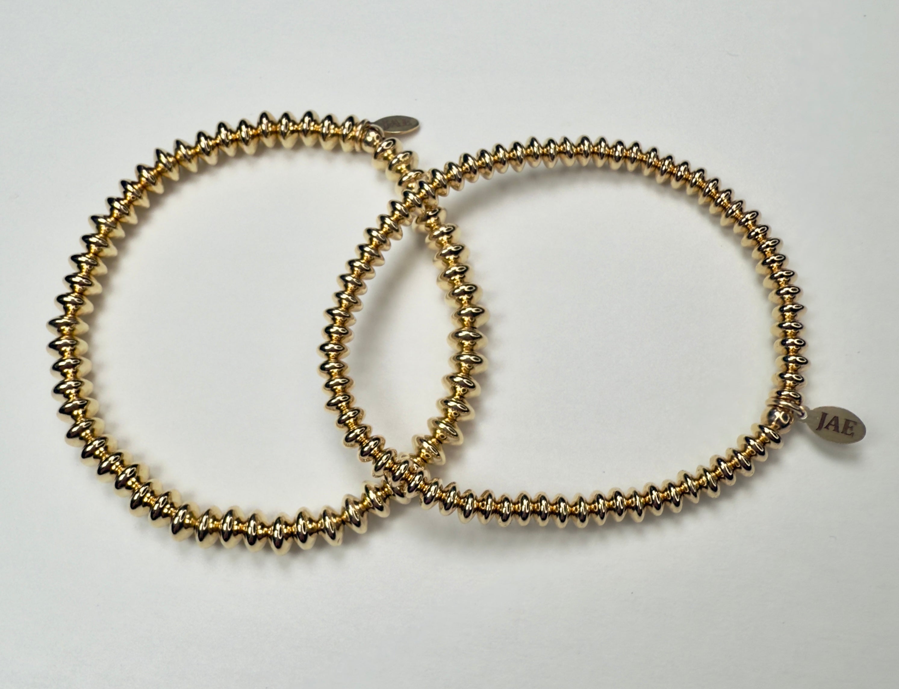 "The Brazier" Gold Saucer 3mm x 6mm Beaded Bracelet - 5 Sizes Available