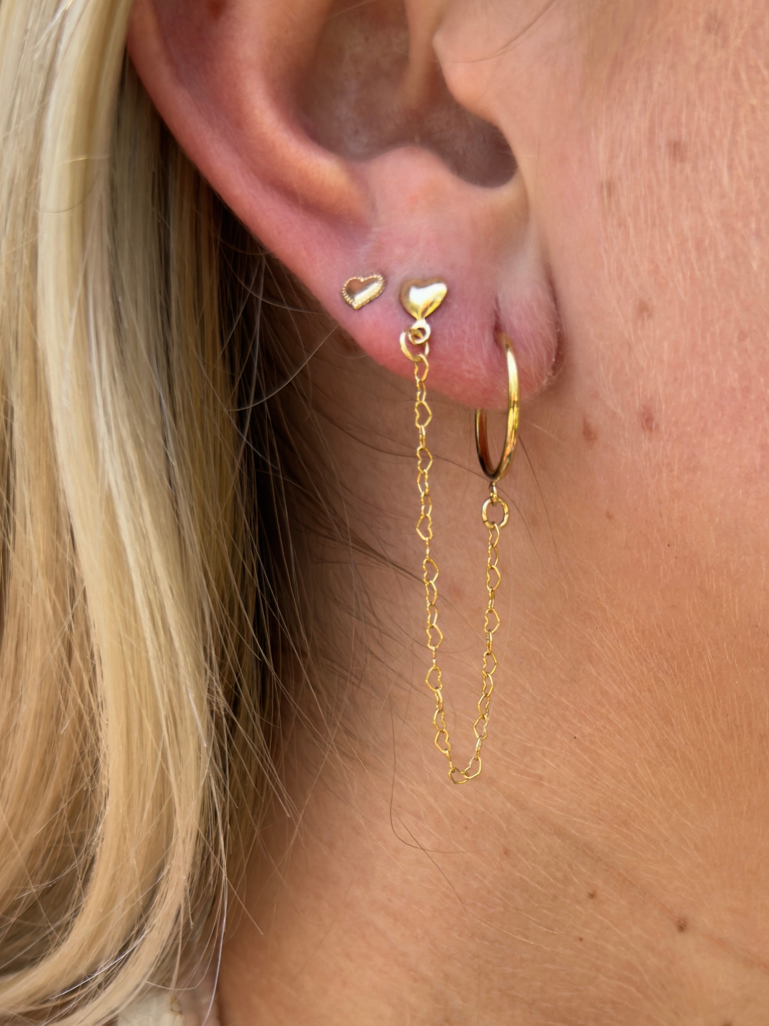 The Captain - Heart with Post and Hoop Double Earring