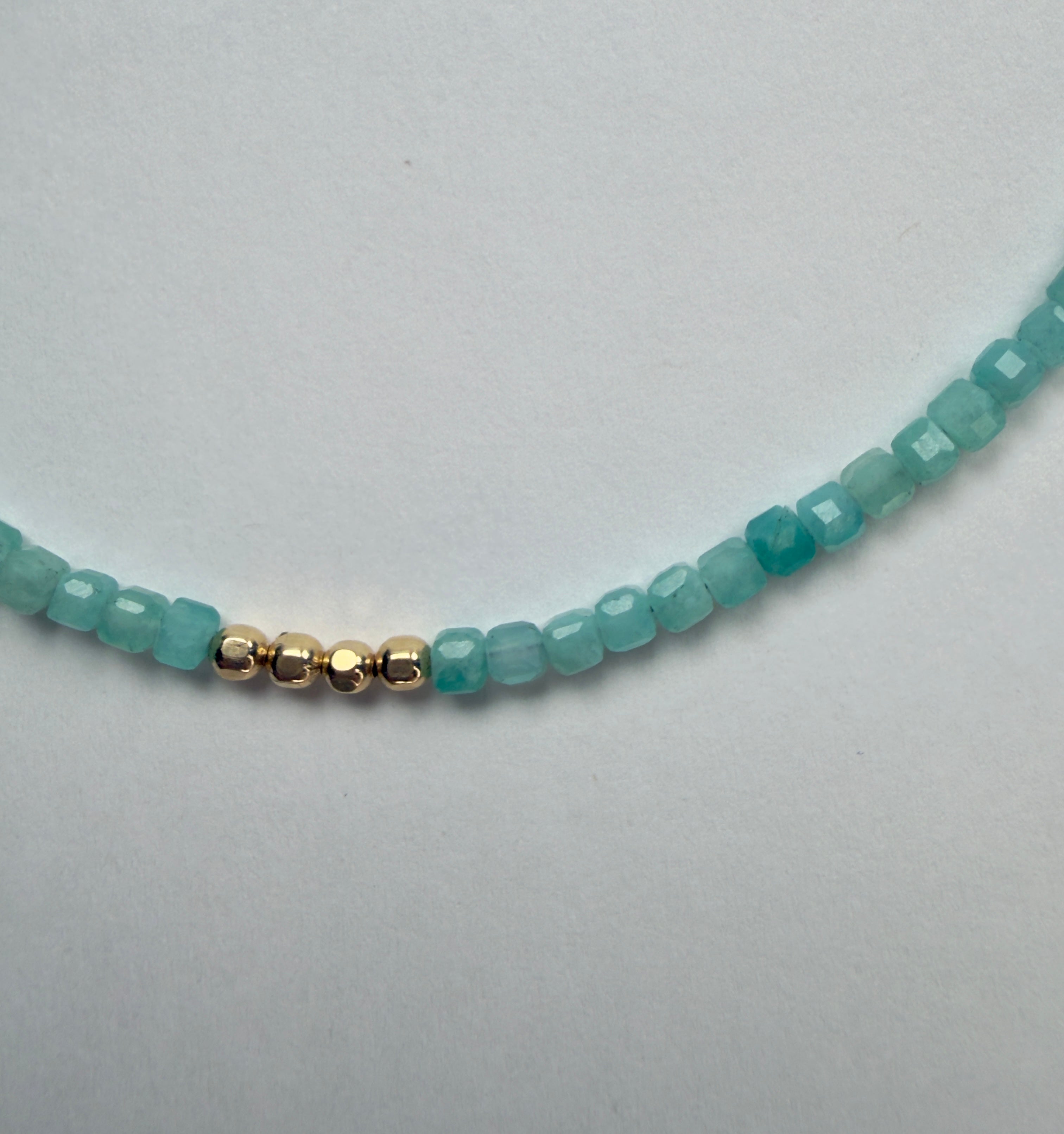 The Marnie - Amazonite with Gold Accents Beaded Necklace