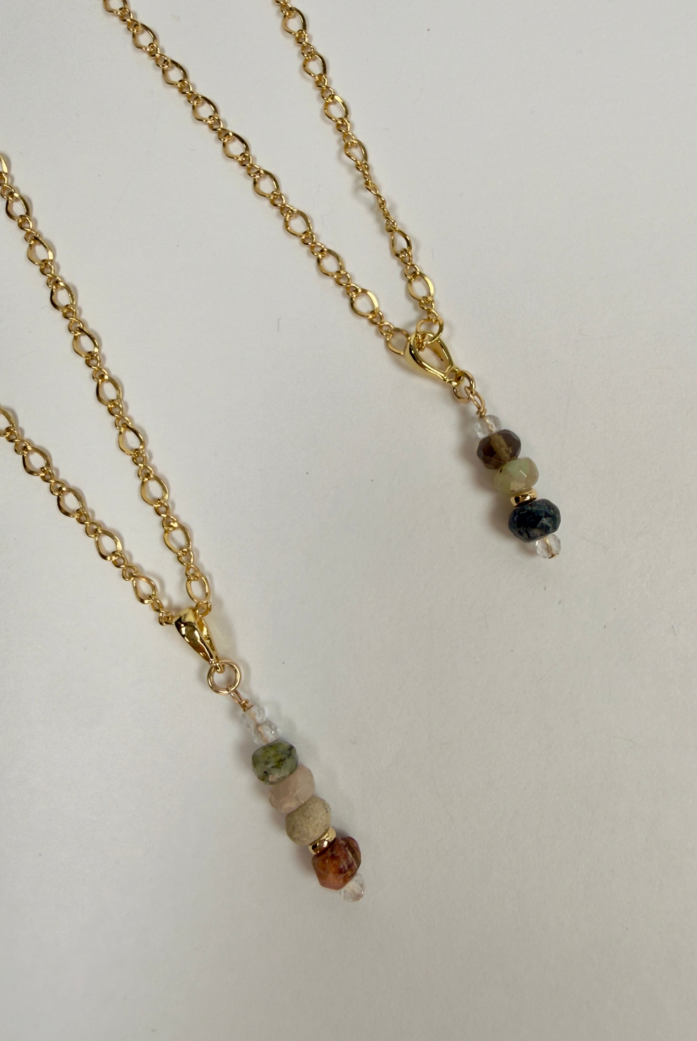 The Grathwal #1 - Mixed Gemstone Beaded Charm Necklace - (Four Stone)