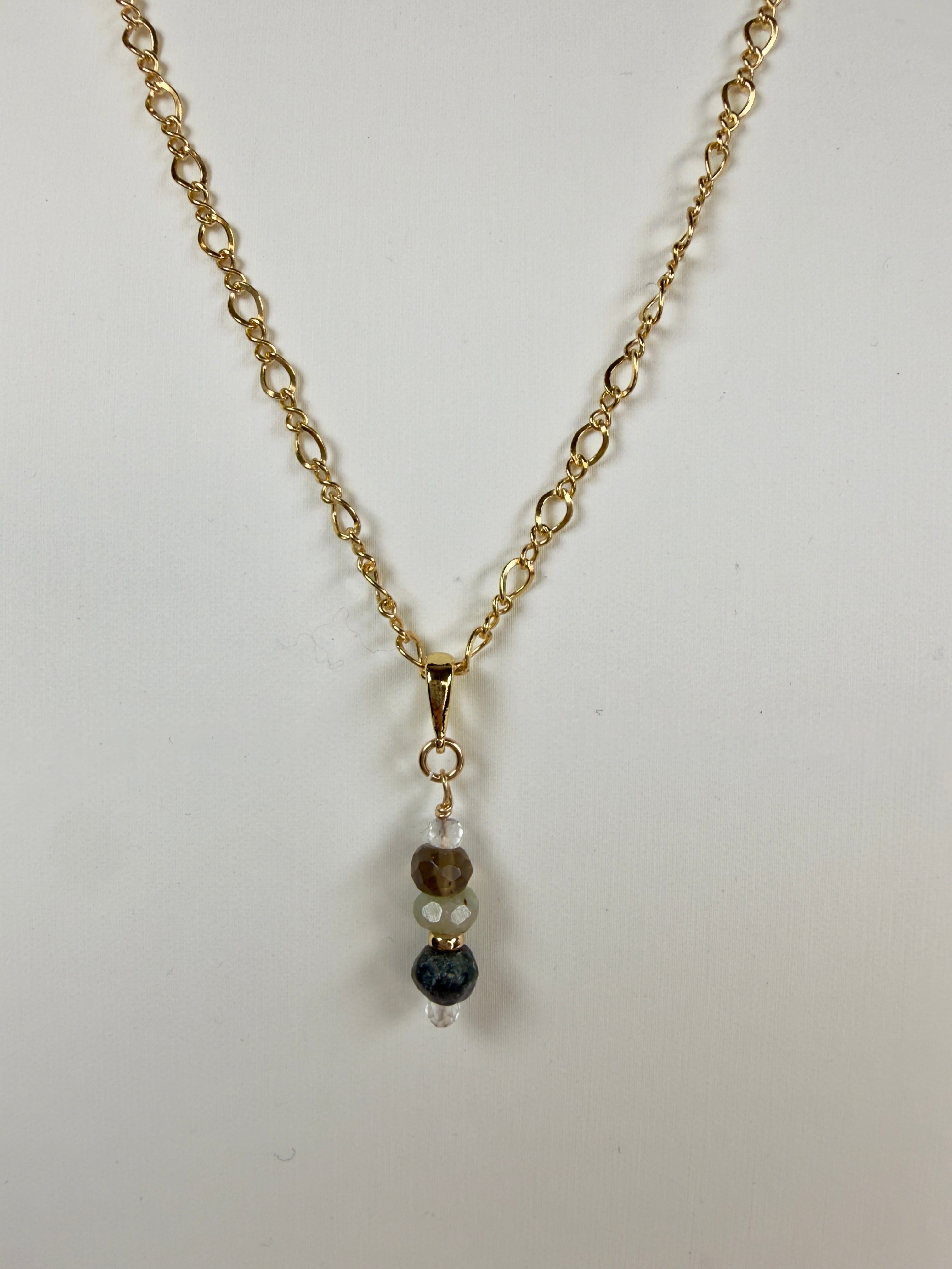 The Grathwal #1 - Mixed Gemstone Beaded Charm Necklace - (Four Stone)