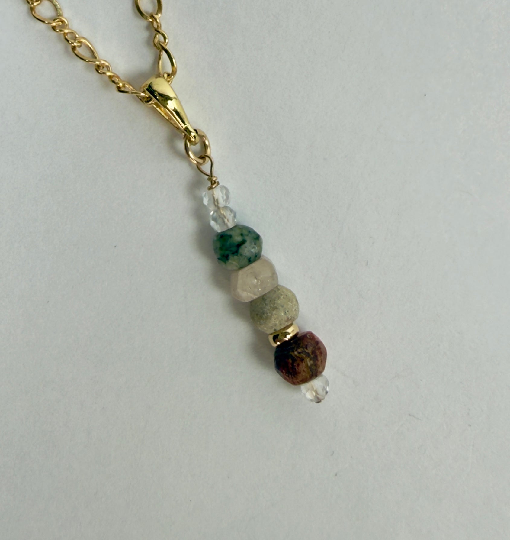 The Grathwal #2 - Mixed Gemstone Beaded Pendant Necklace -  (Six Stones)