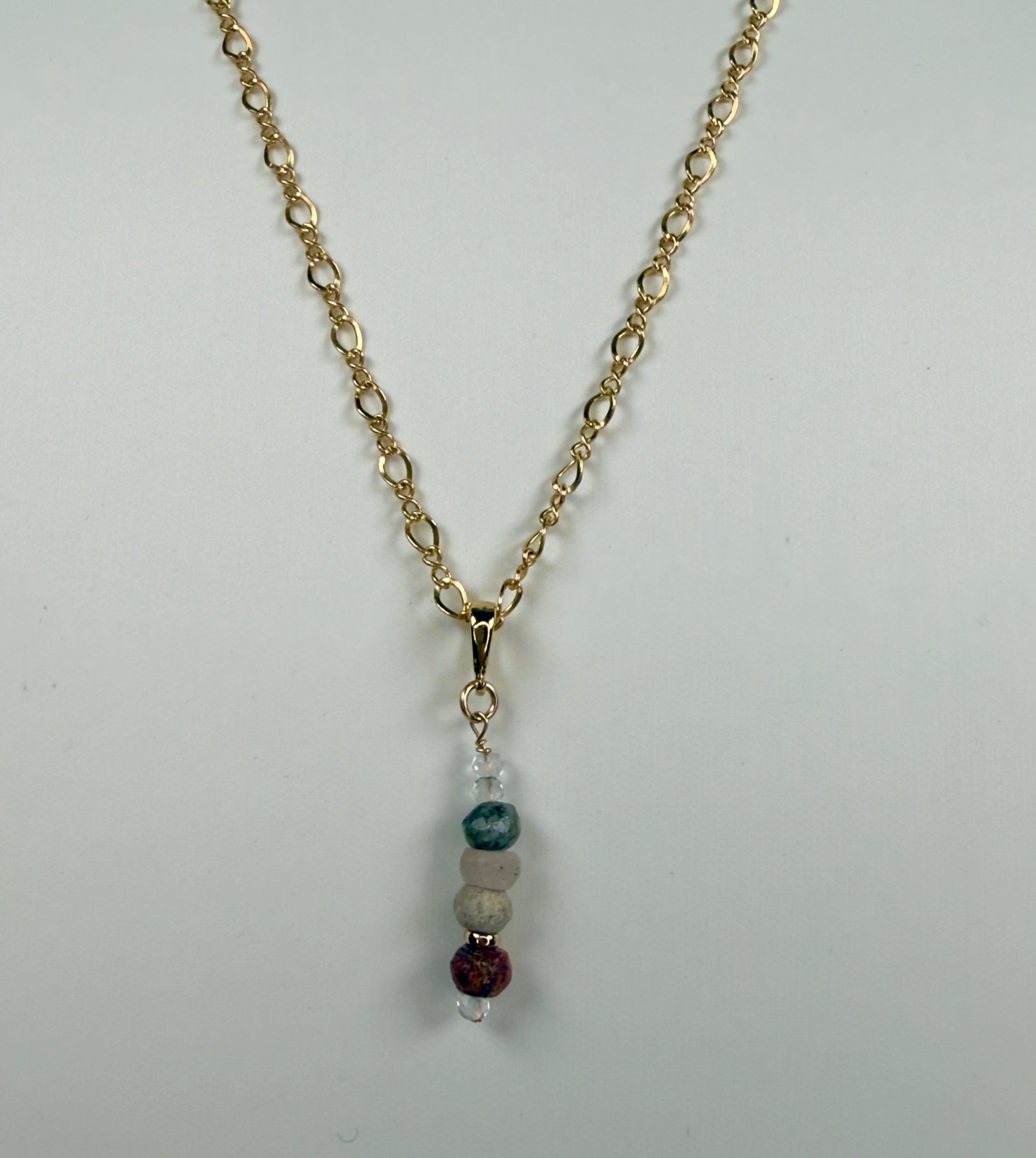 The Grathwal #2 - Mixed Gemstone Beaded Pendant Necklace -  (Six Stones)