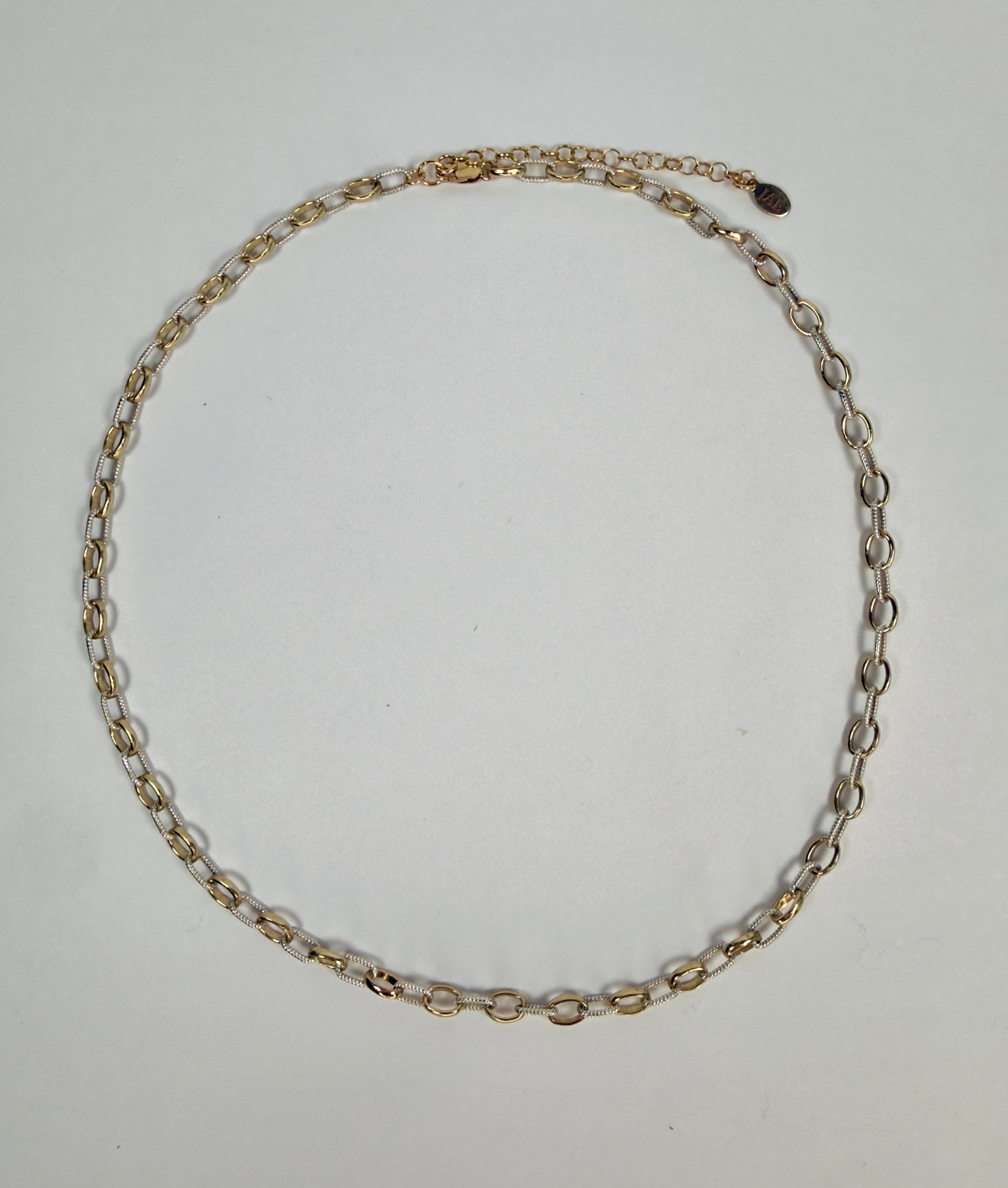 Twist Oval and Smooth Oval Link Mixed Metal Chain Necklace - Five Length Options