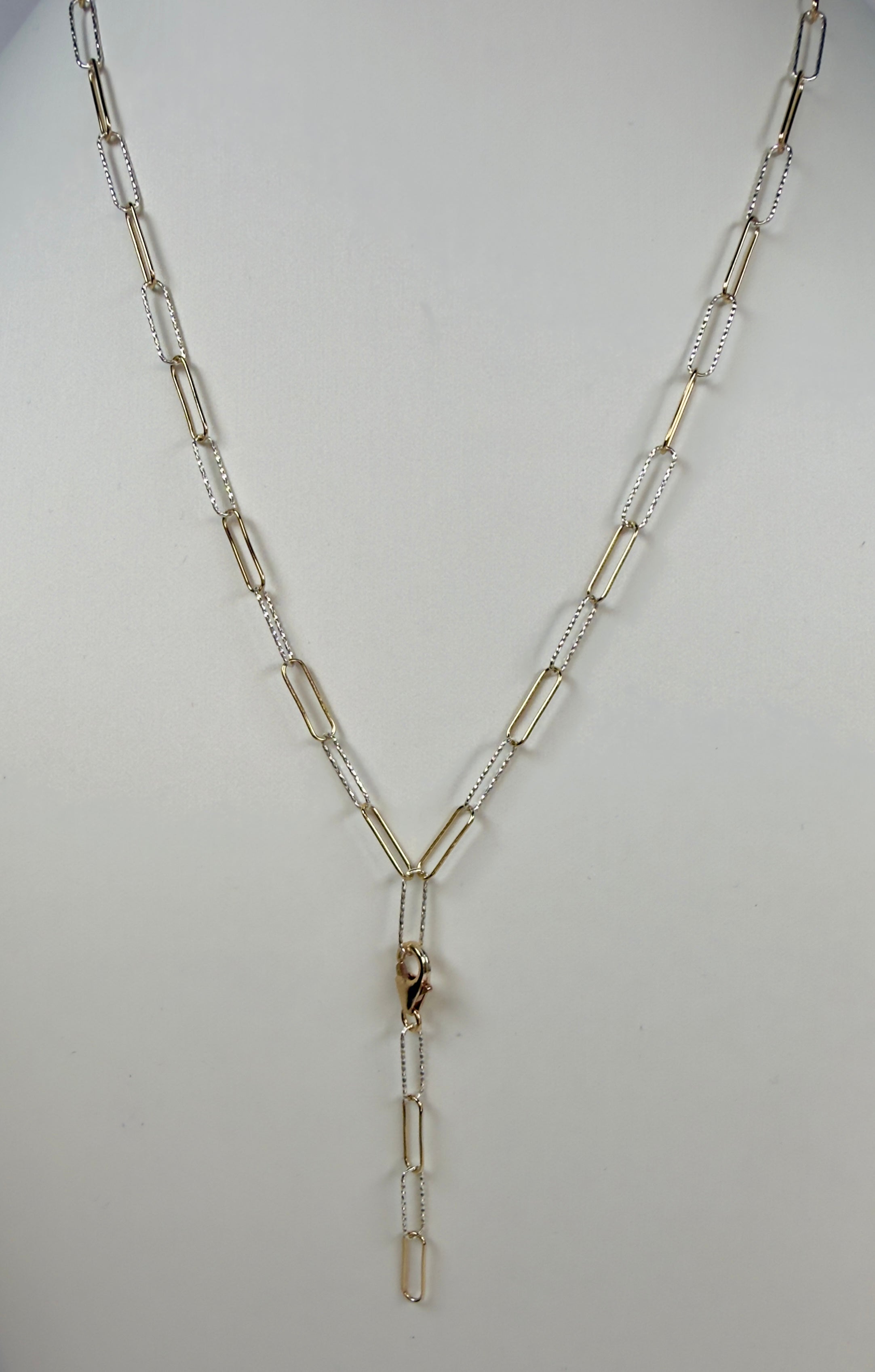 Paperclip Mixed Metal Chain Necklace - Five Length Options