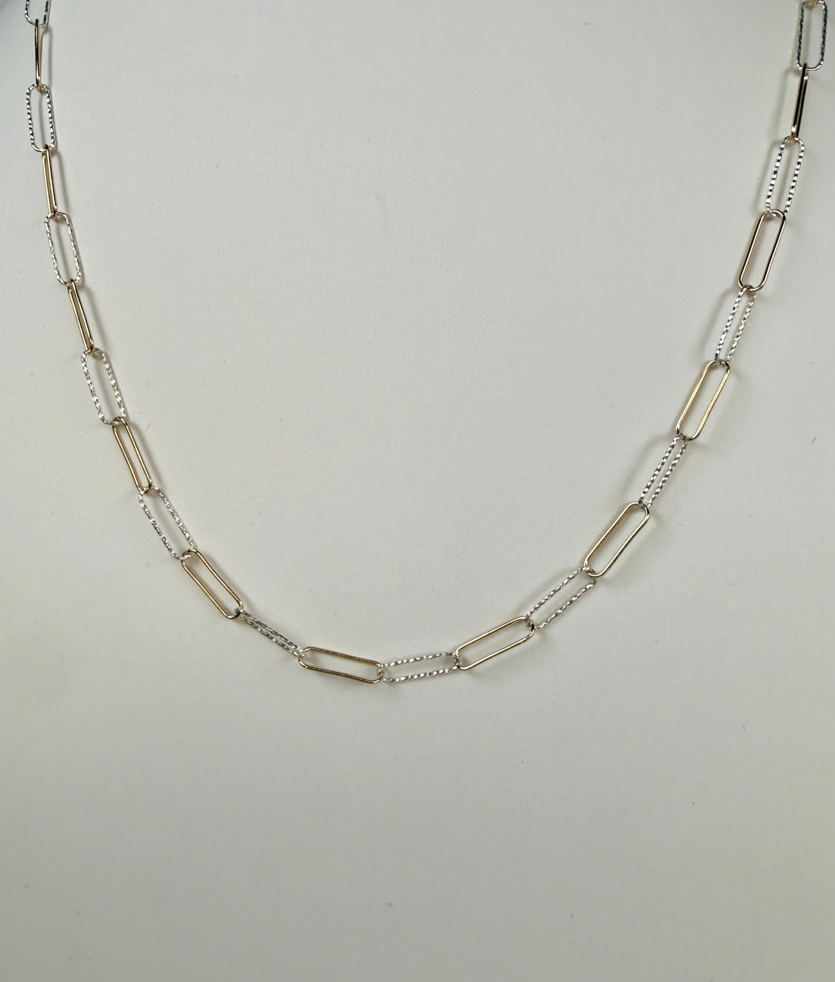 Paperclip Mixed Metal Chain Necklace - Five Length Options