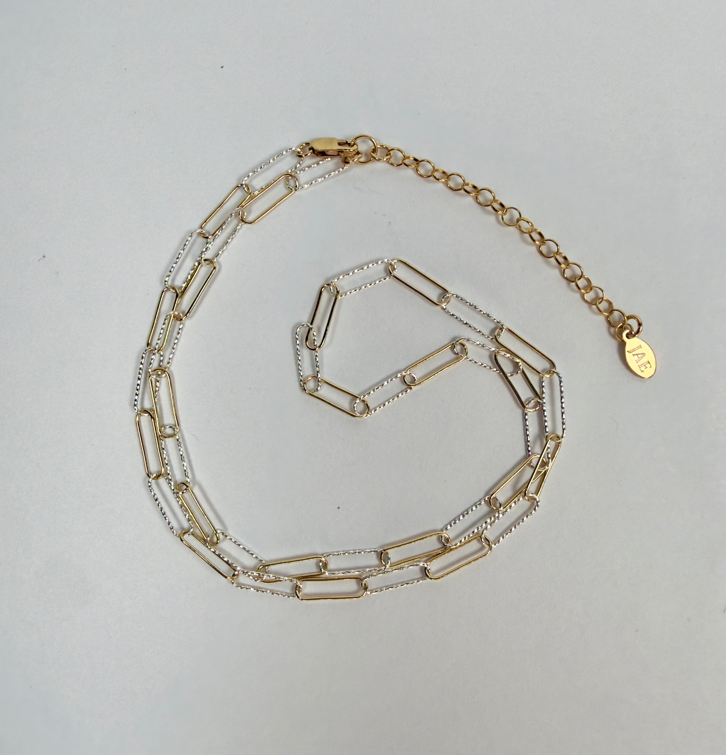 Paperclip Mixed Metal Chain Necklace - Five Length Options