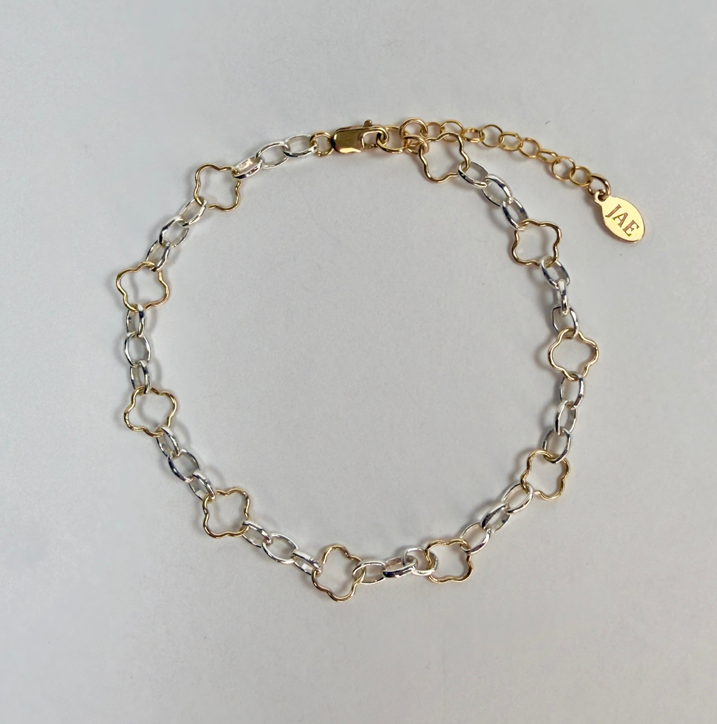 Clover Chain Mixed Metal Bracelet - Two Adjustable Sizes Available