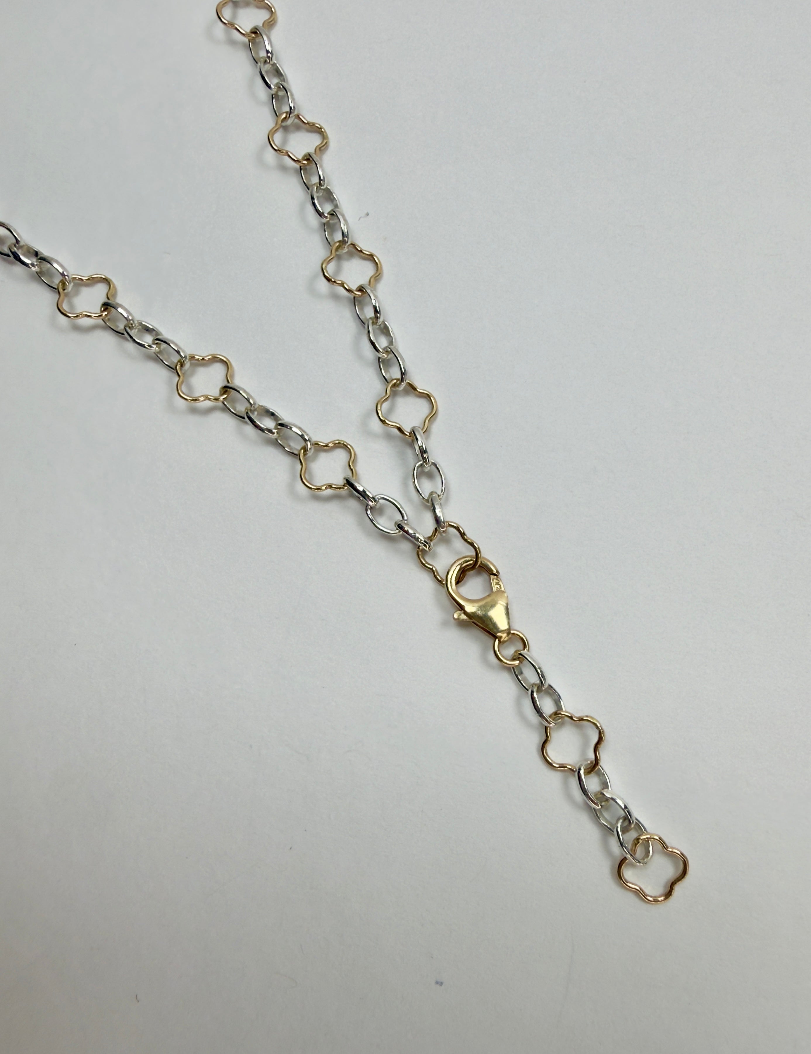 Clover Chain Mixed Metal Chain Lariat