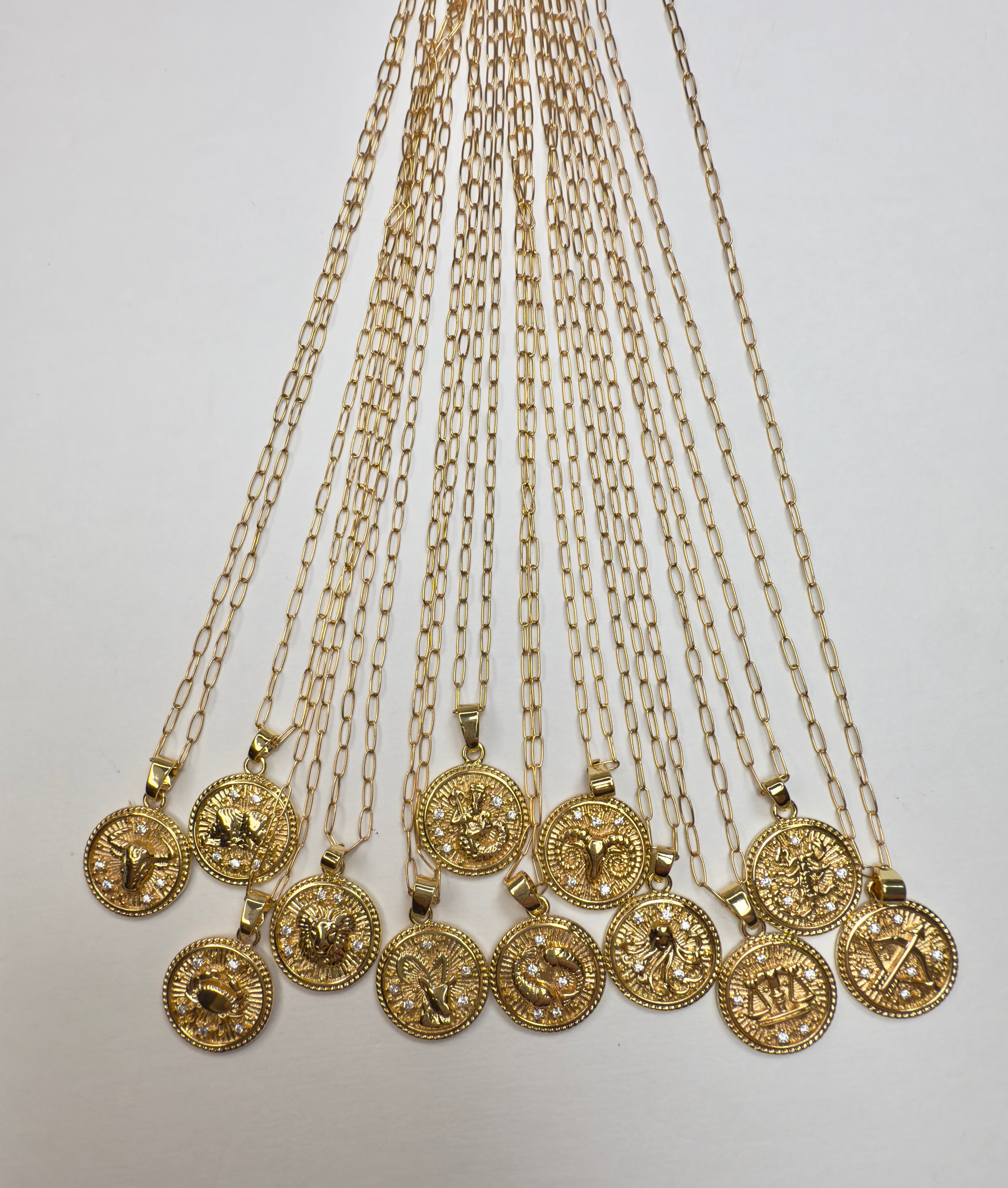 Zodiac Sign Medallion Necklace - 16" Inch