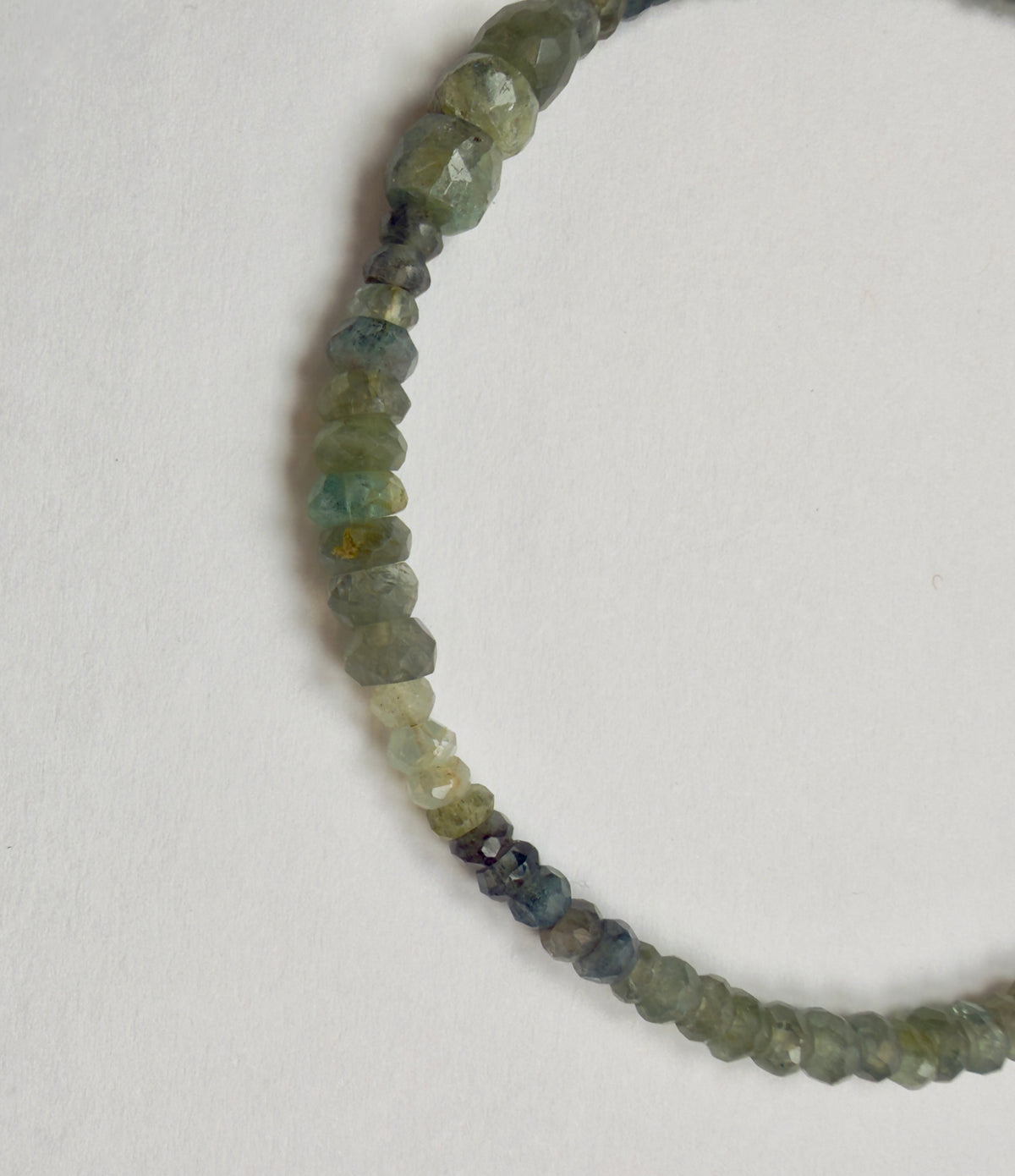 The Nola - Moss Aquamarine Staggered Bead Bracelet
