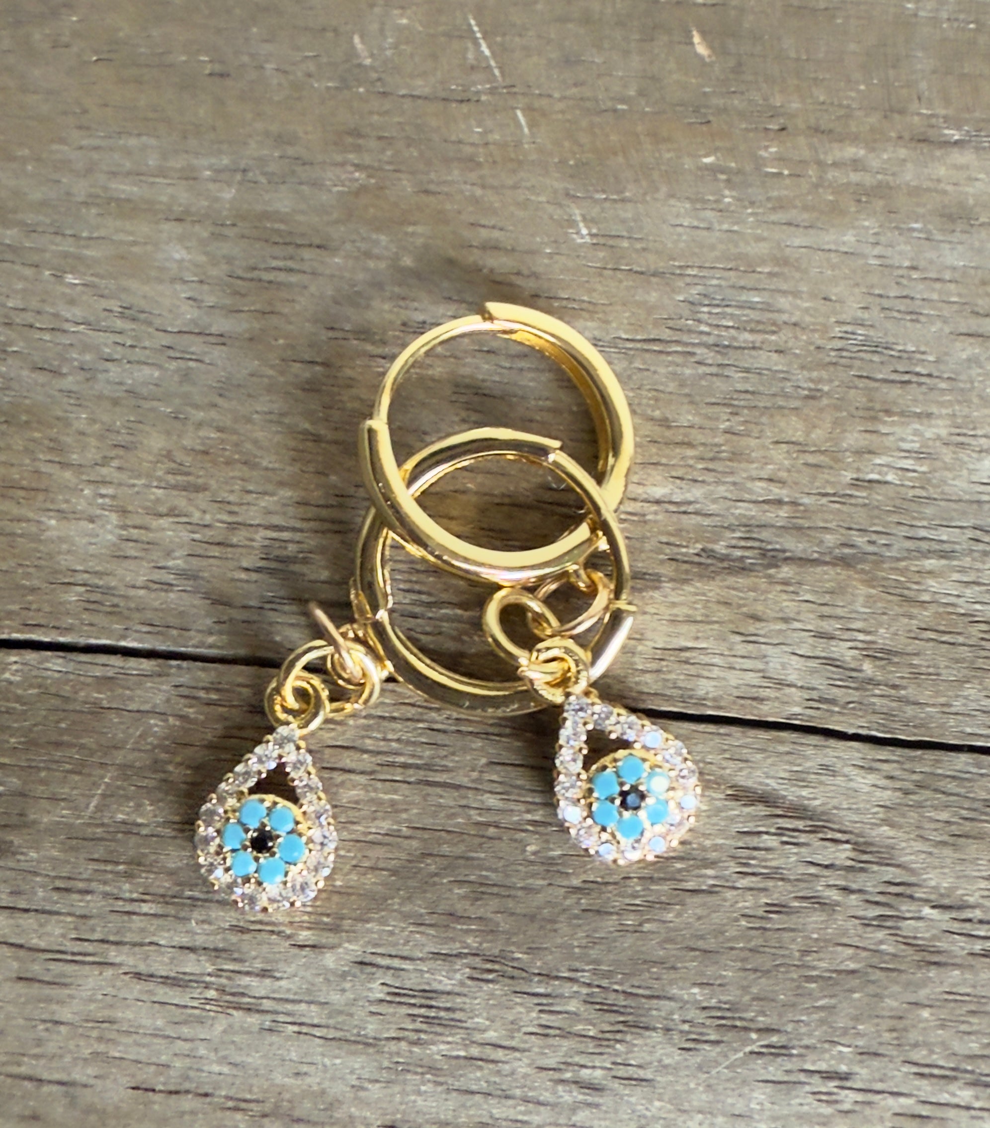 The Reece - Huggie Evil Eye Drop Earrings