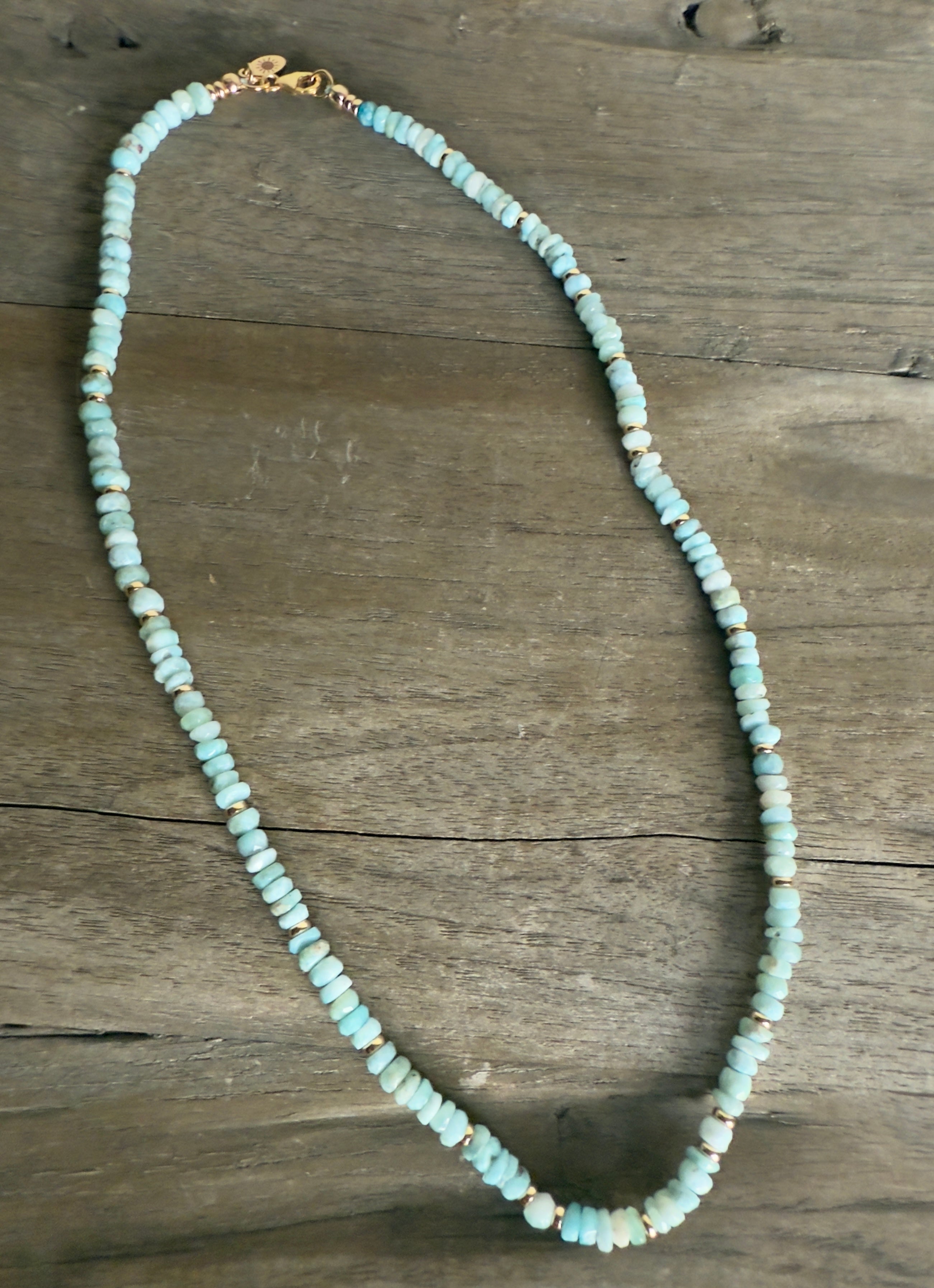 The Camille - Larimar and Gold Beaded Necklace