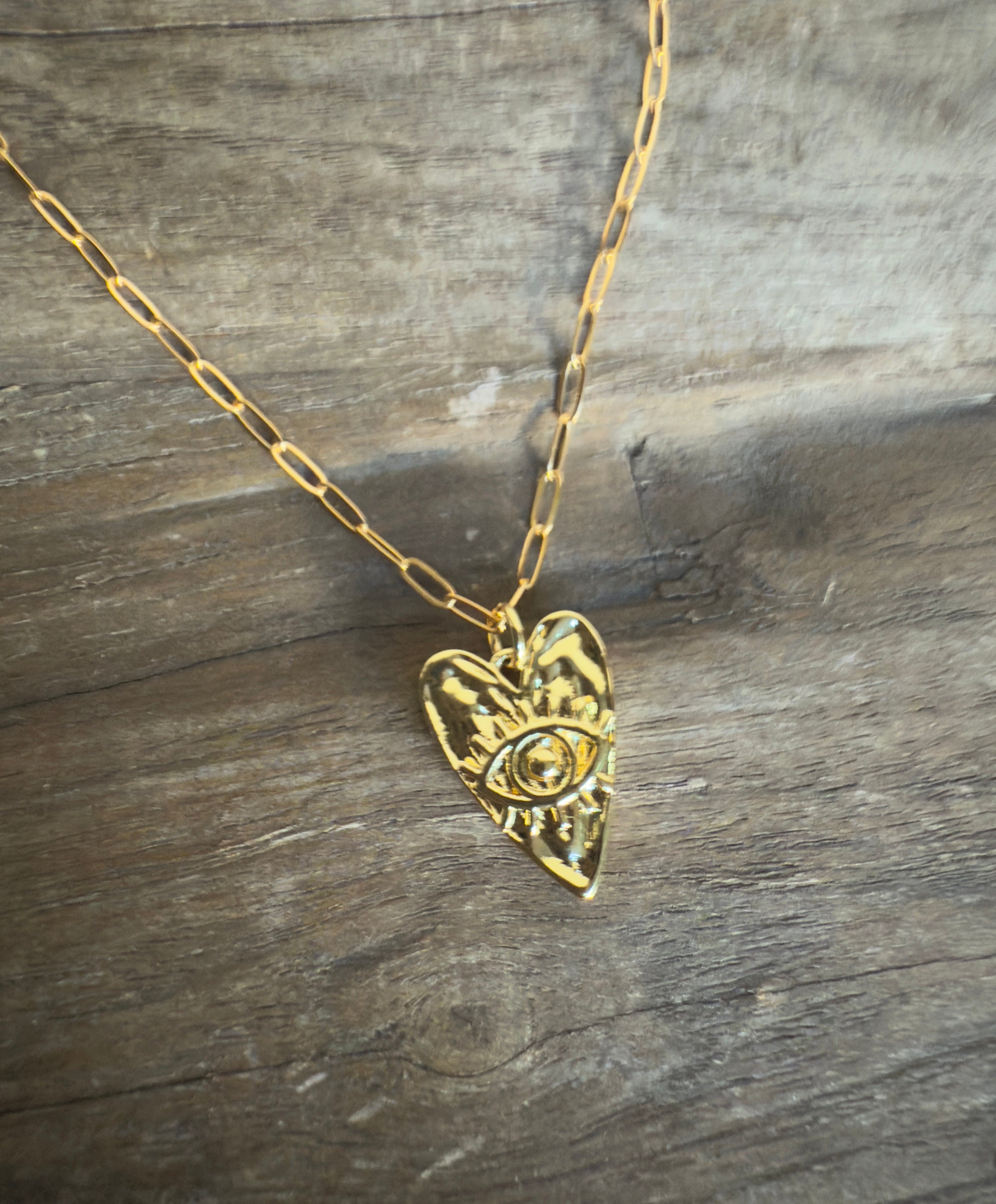 The Sienna Necklace - Gold Evil Eye Heart Necklace