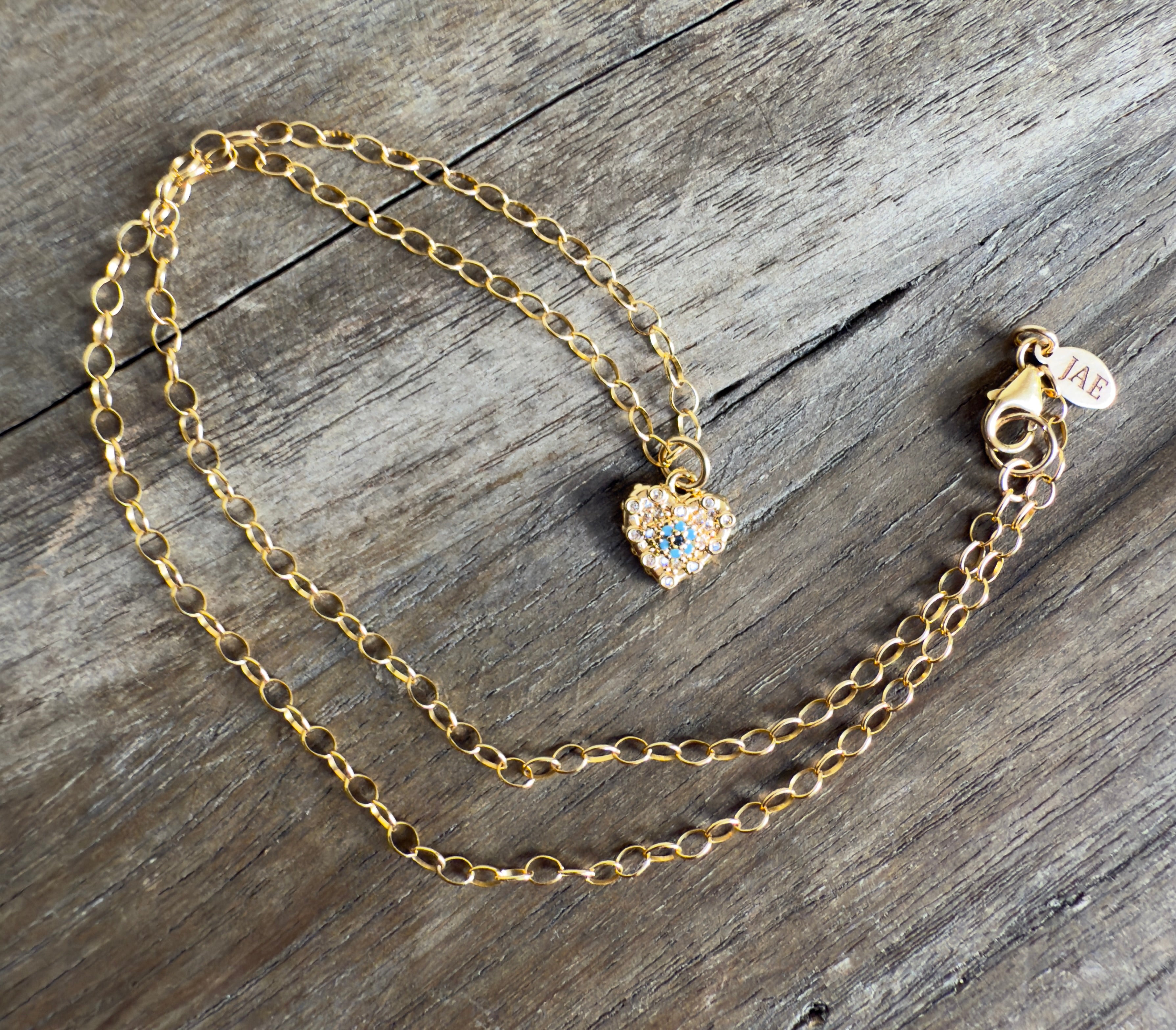 The Ivy -Evil Eye Heart with Cubic Zirconia Necklace