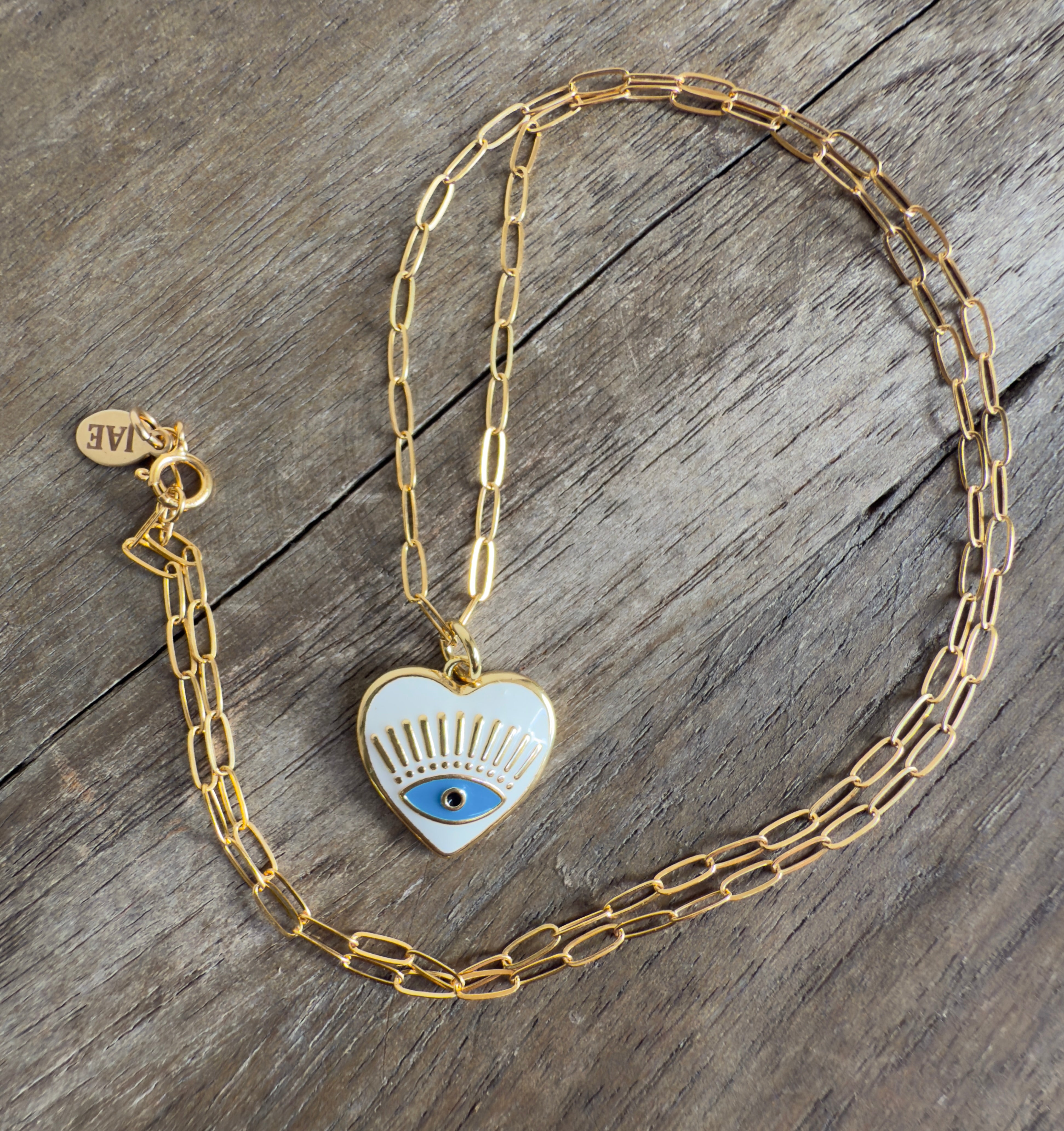 The Chora - White Enamel Evil Eye Heart Necklace