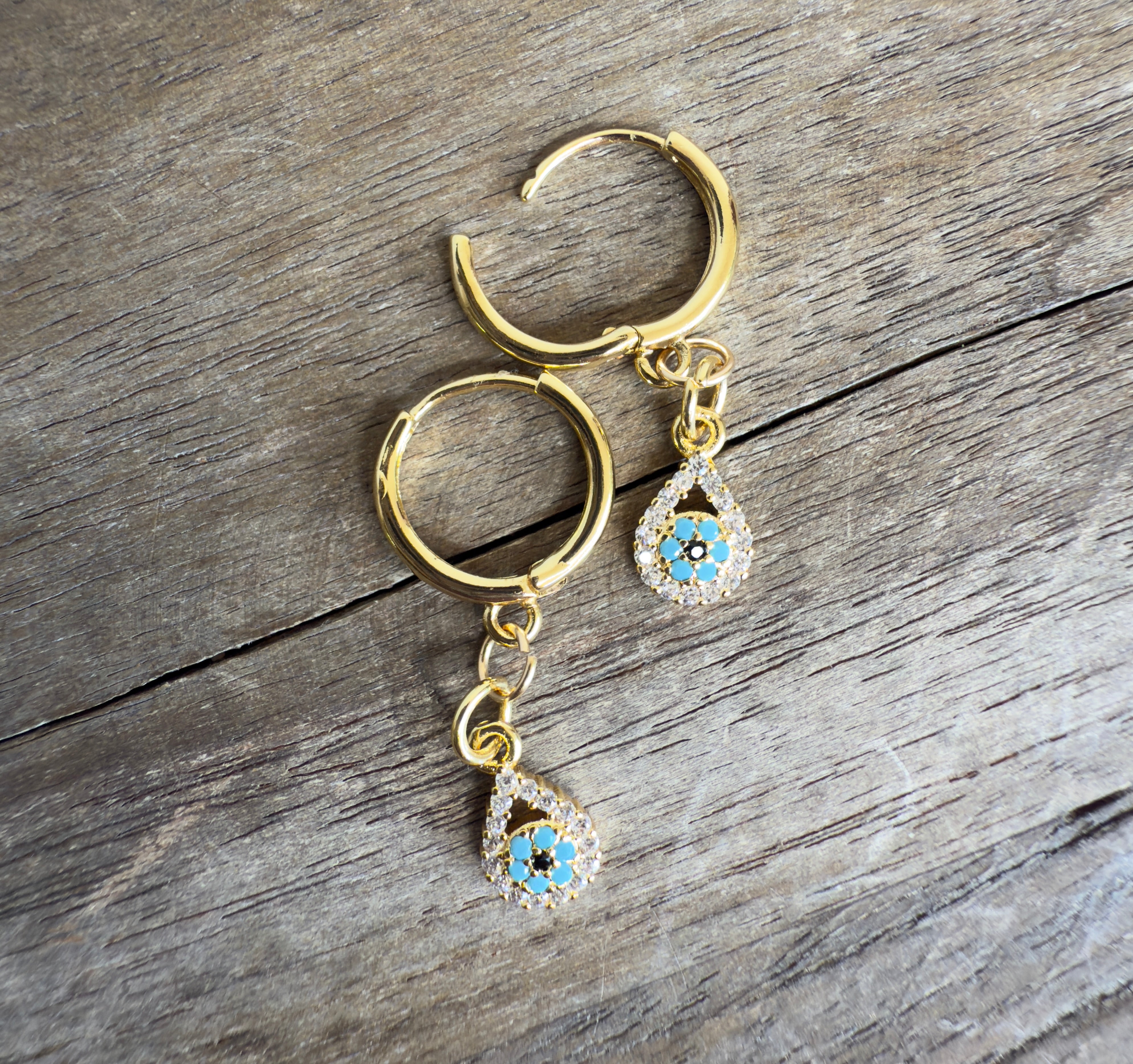 The Reece - Huggie Evil Eye Drop Earrings