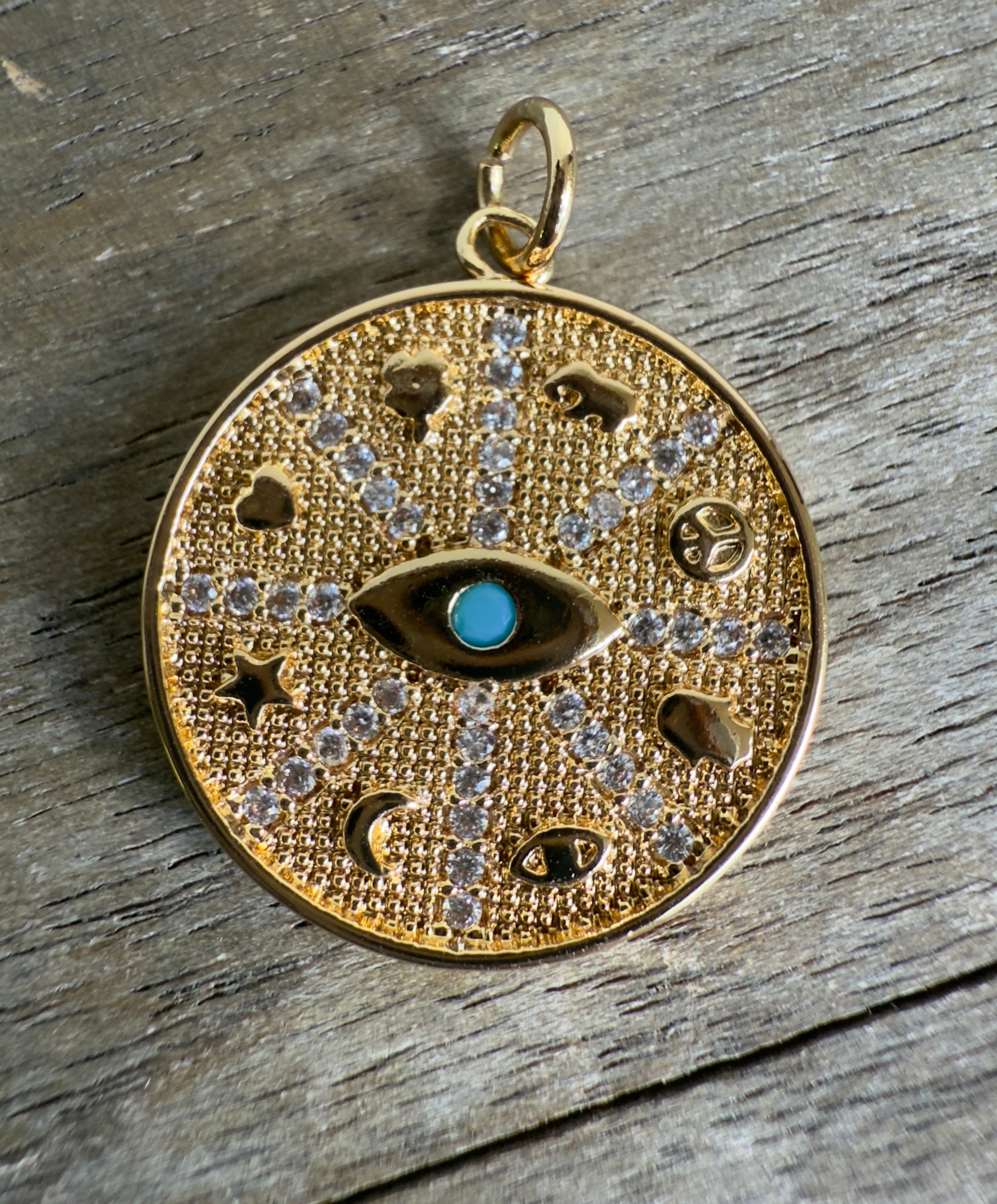 The Quinn - Gold Evil Eye Lucky Medallion Charm