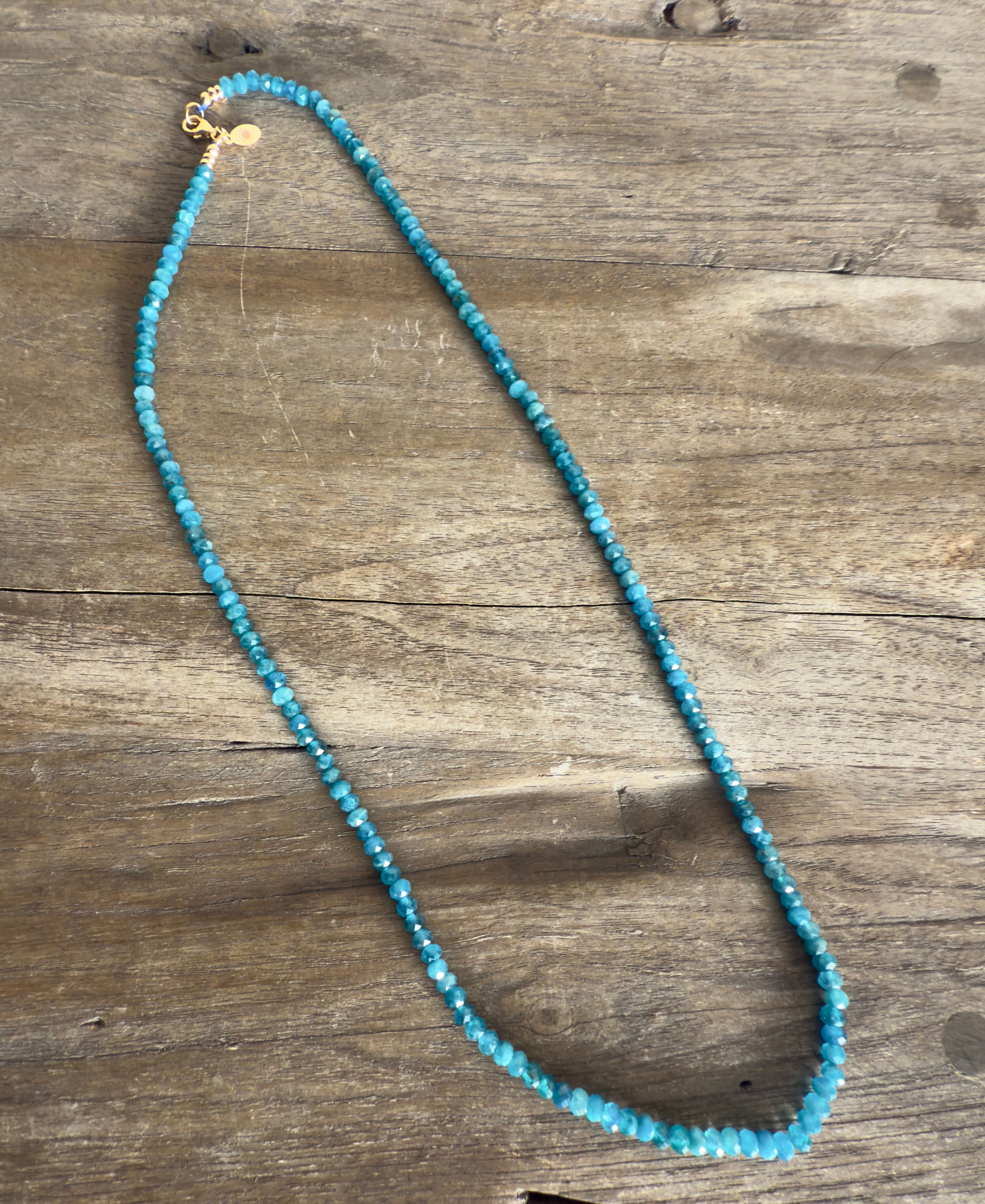 The Jax - Apatite Gemstone Beaded Necklace - 22" In Length