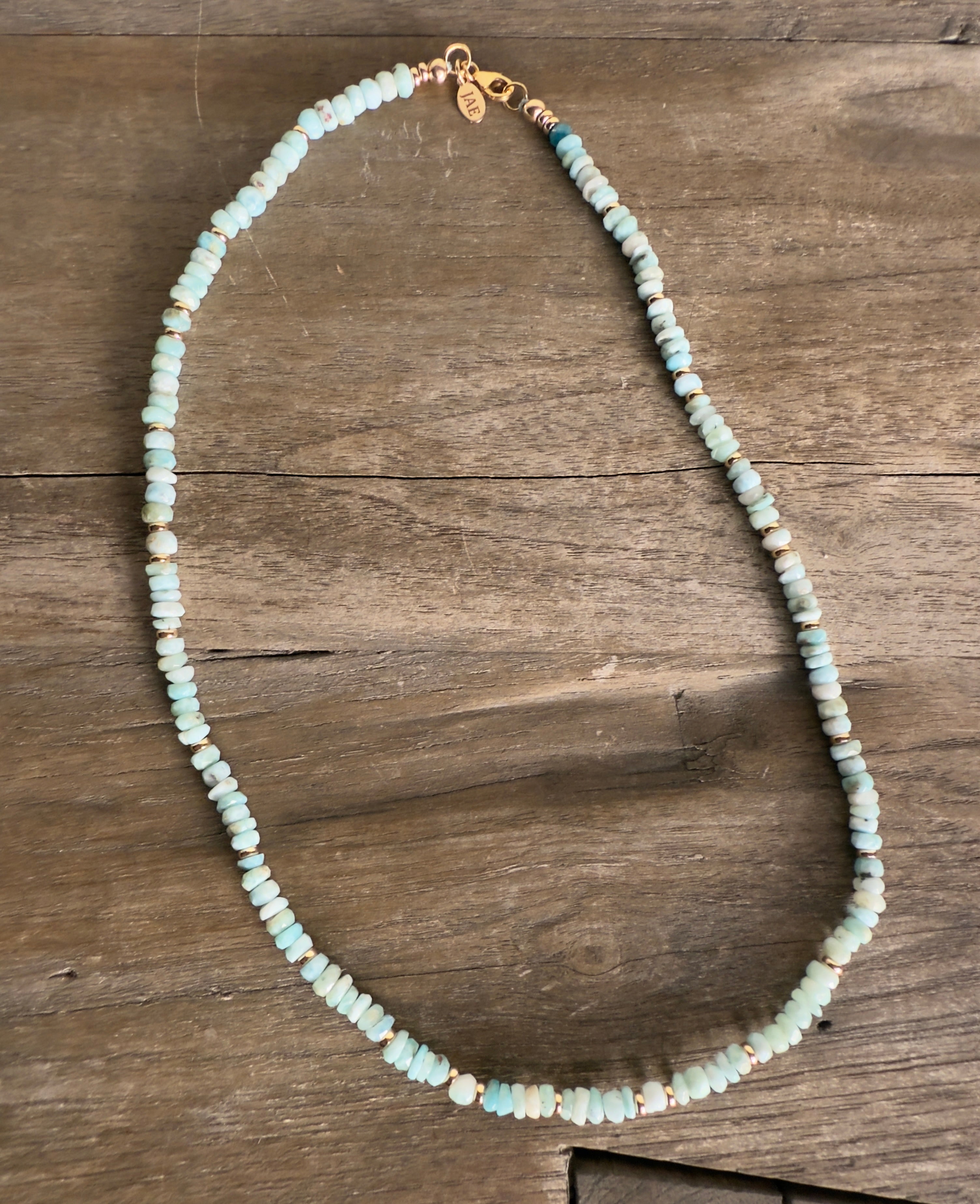 The Camille - Larimar and Gold Beaded Necklace