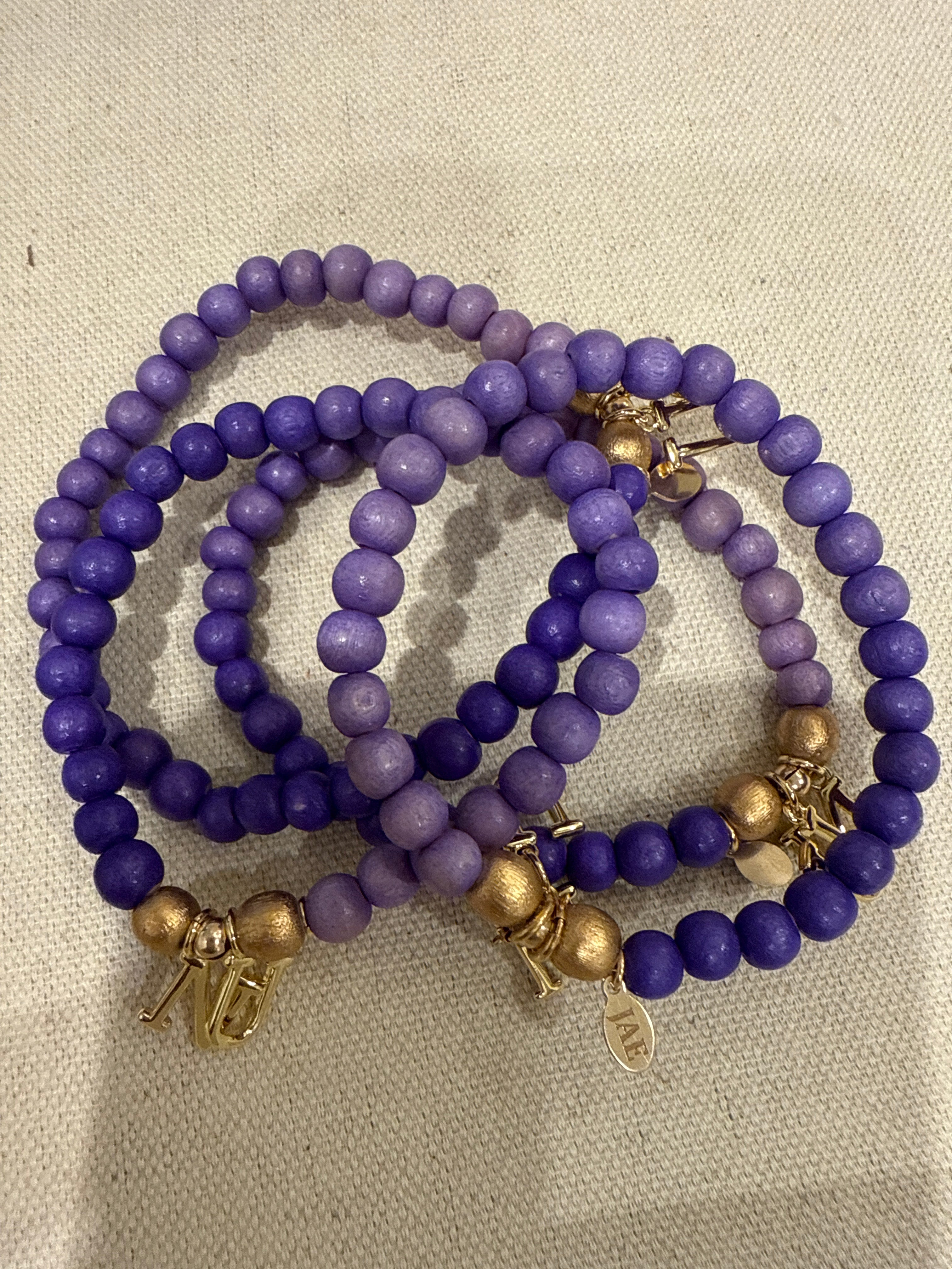 Wood Beaded Bracelets, Custom  - NW University - LE