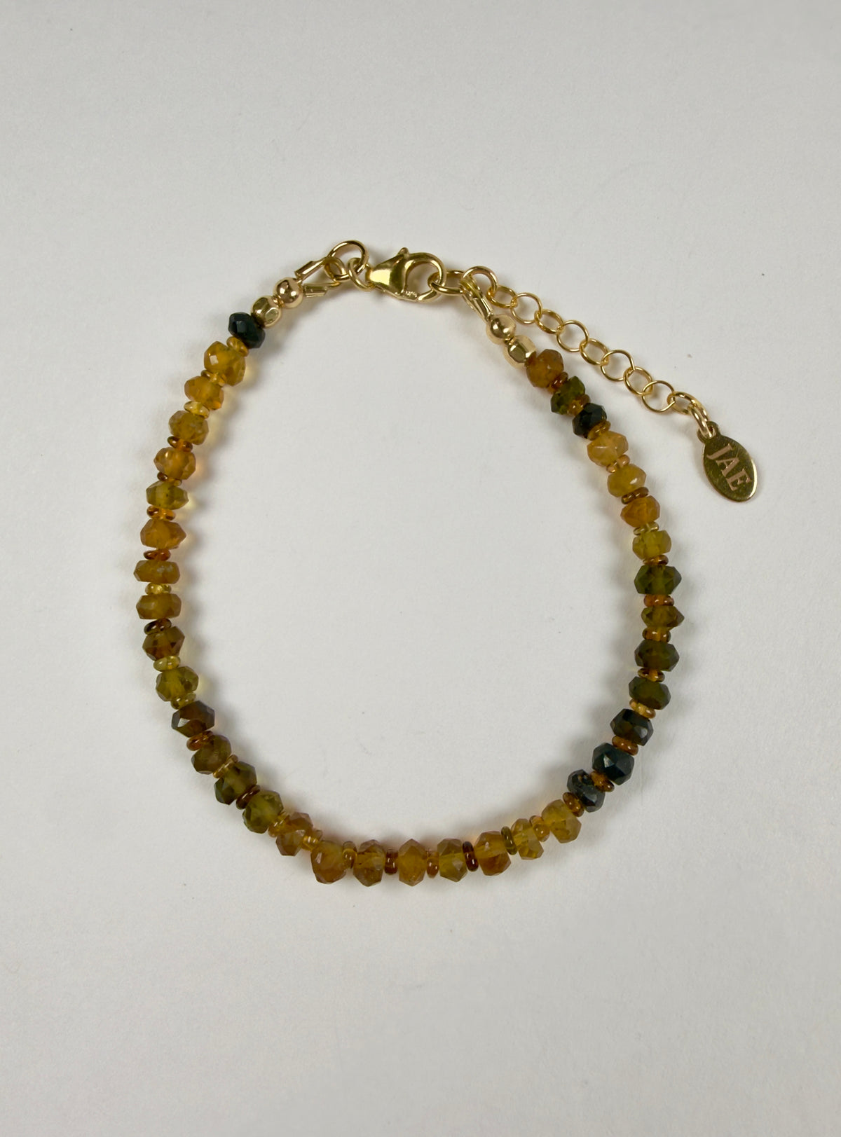 The Tracee - Amber & Green Tourmaline Beaded Bracelet