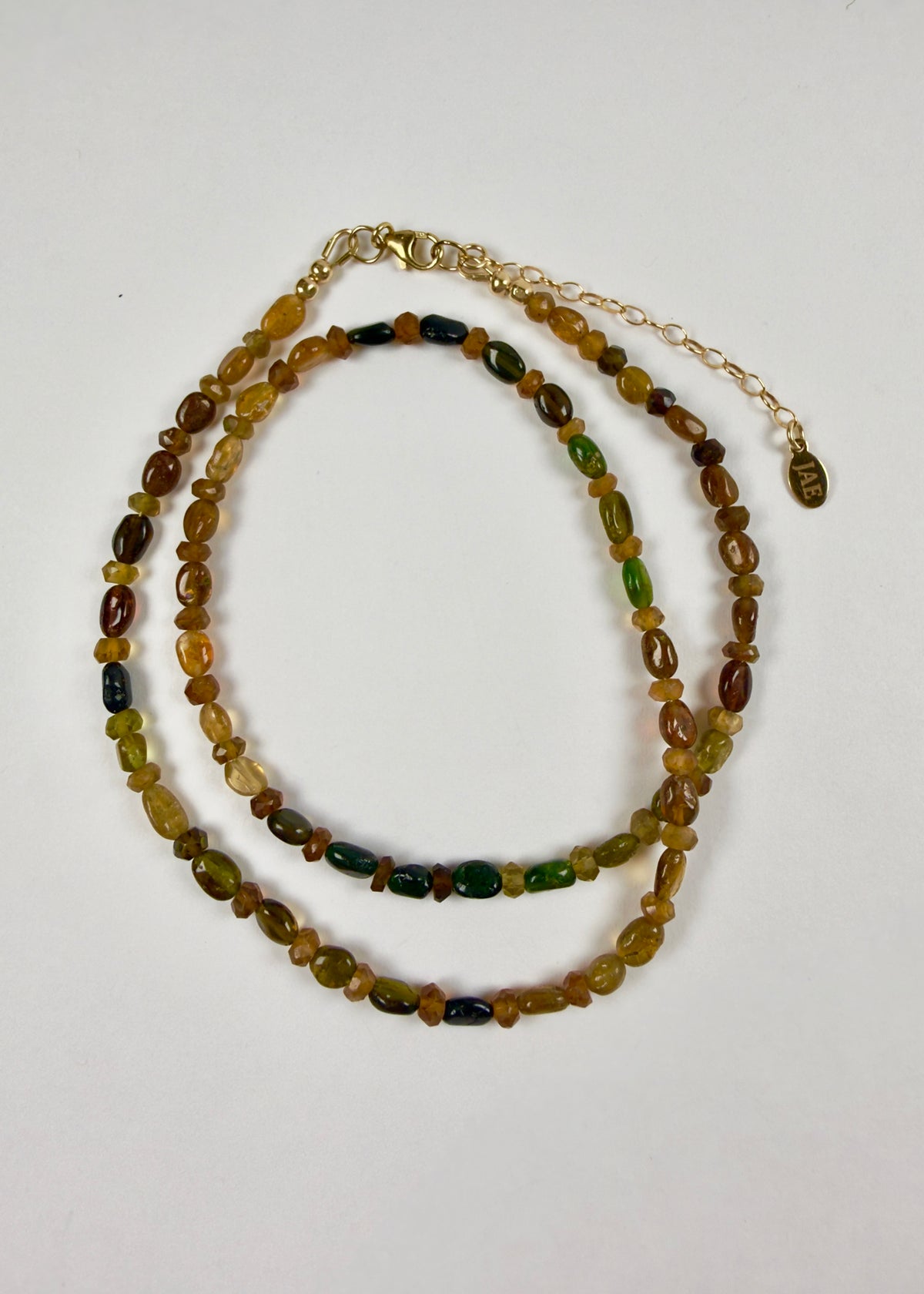 The Alicia - Amber & Green Tourmaline Beaded Necklace