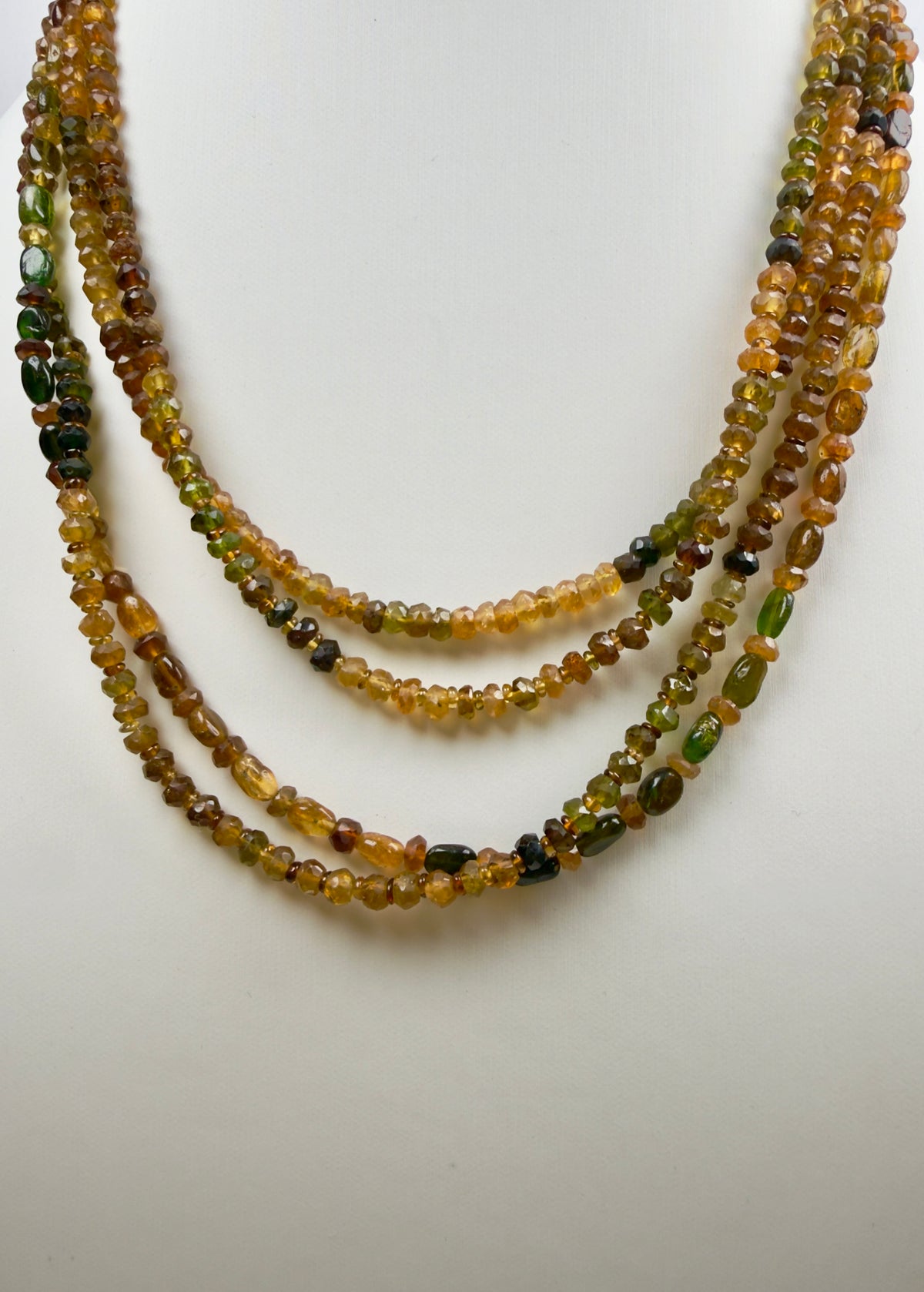 The Alicia - Amber & Green Tourmaline Beaded Necklace