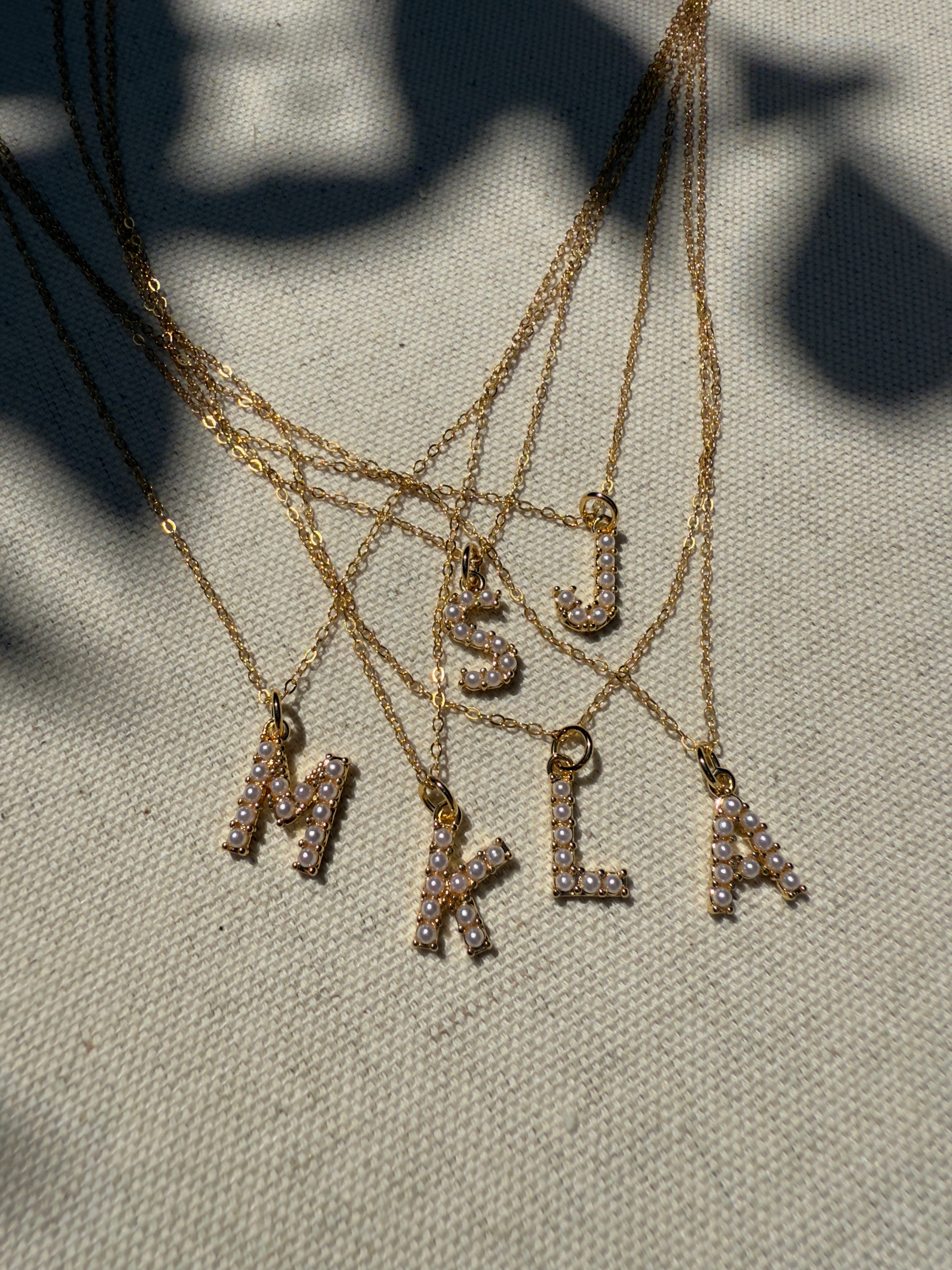 Pearl and Gold Initial Necklace