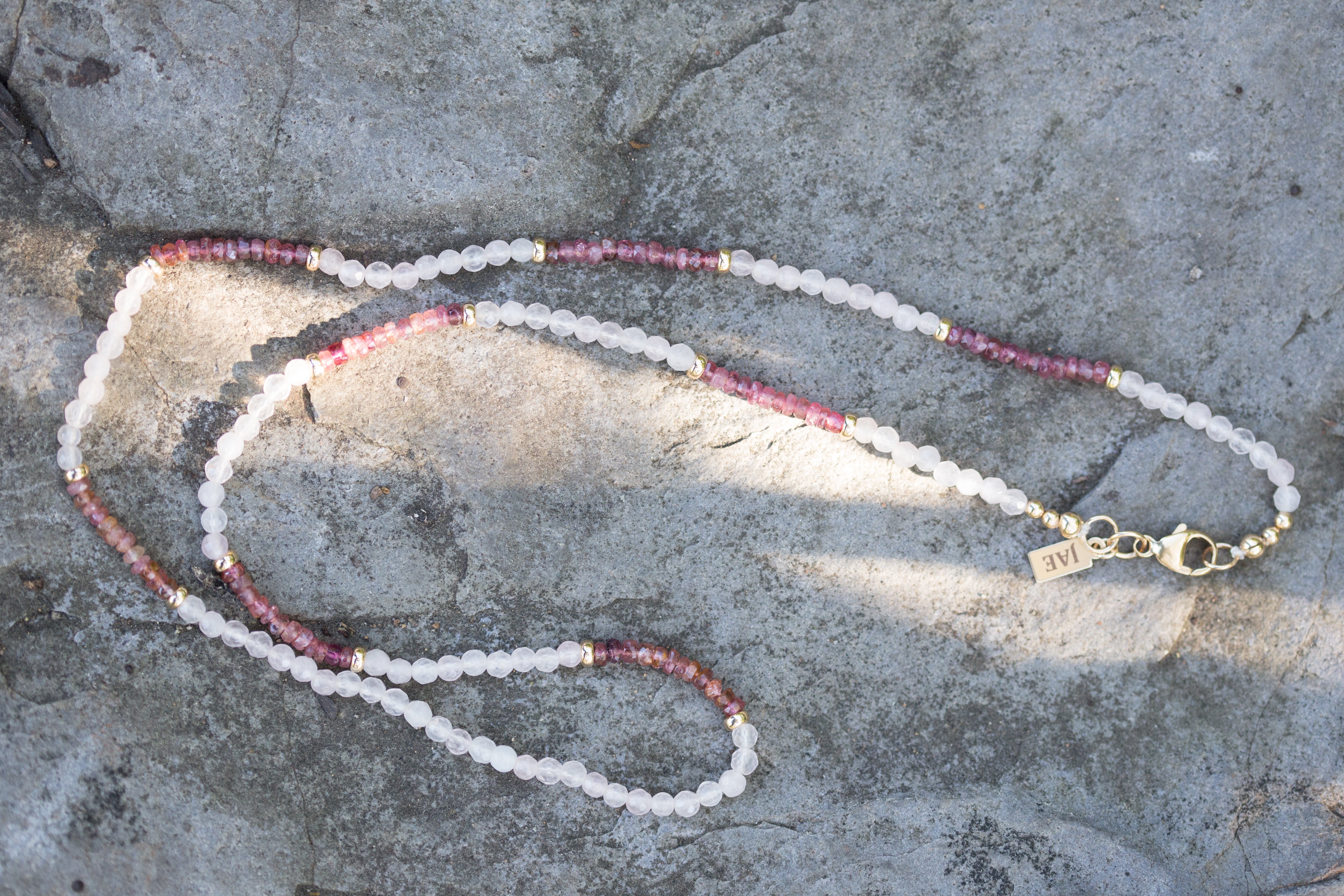The Stephanie - A "One Of A Kind"  Rose Quartz, Pink Tourmaline and Gold Bead Necklace